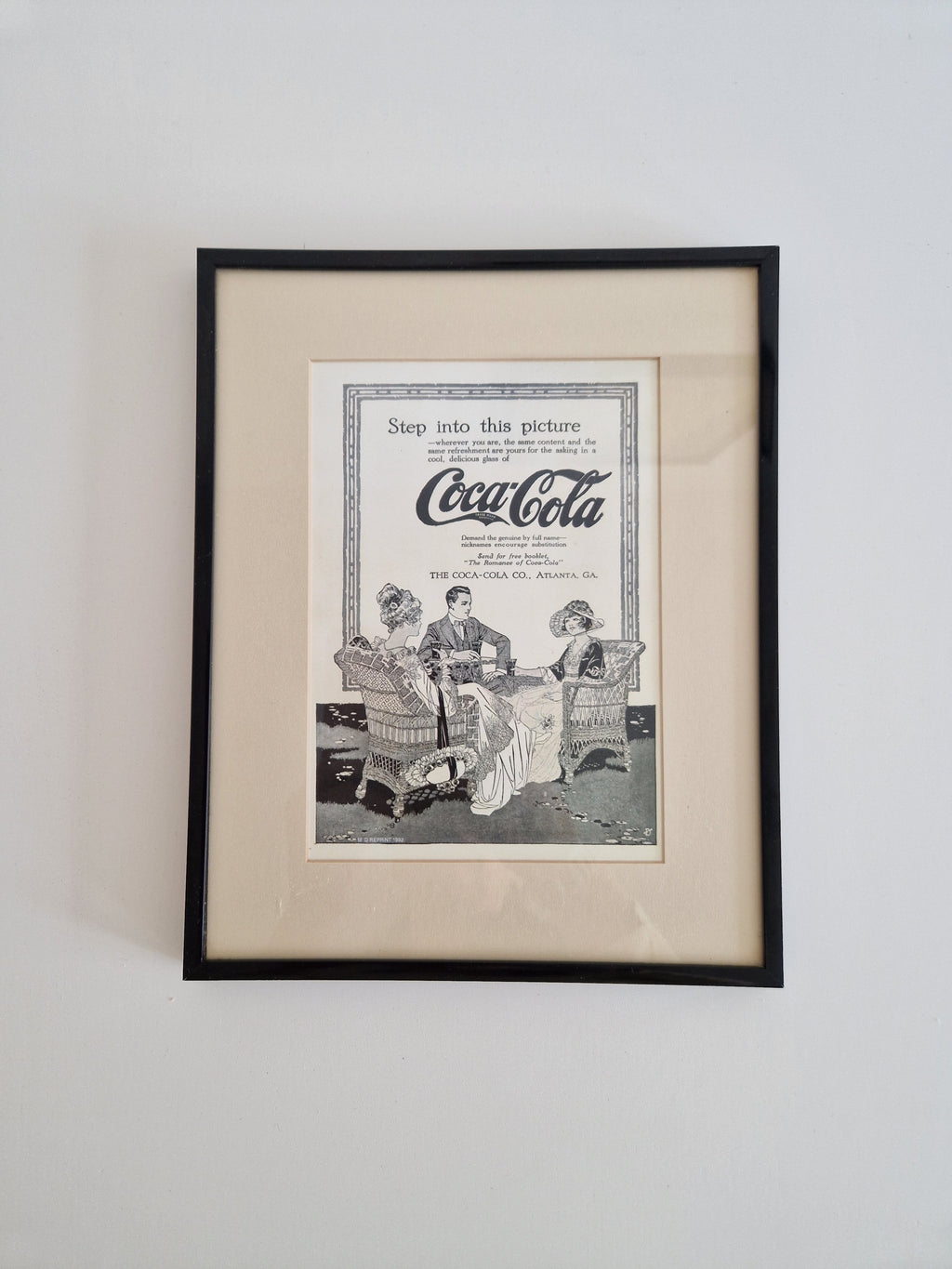 Framed Vintage Coca-Cola Advertisement – “Step Into This Picture”, 1992 Authorised Reprint