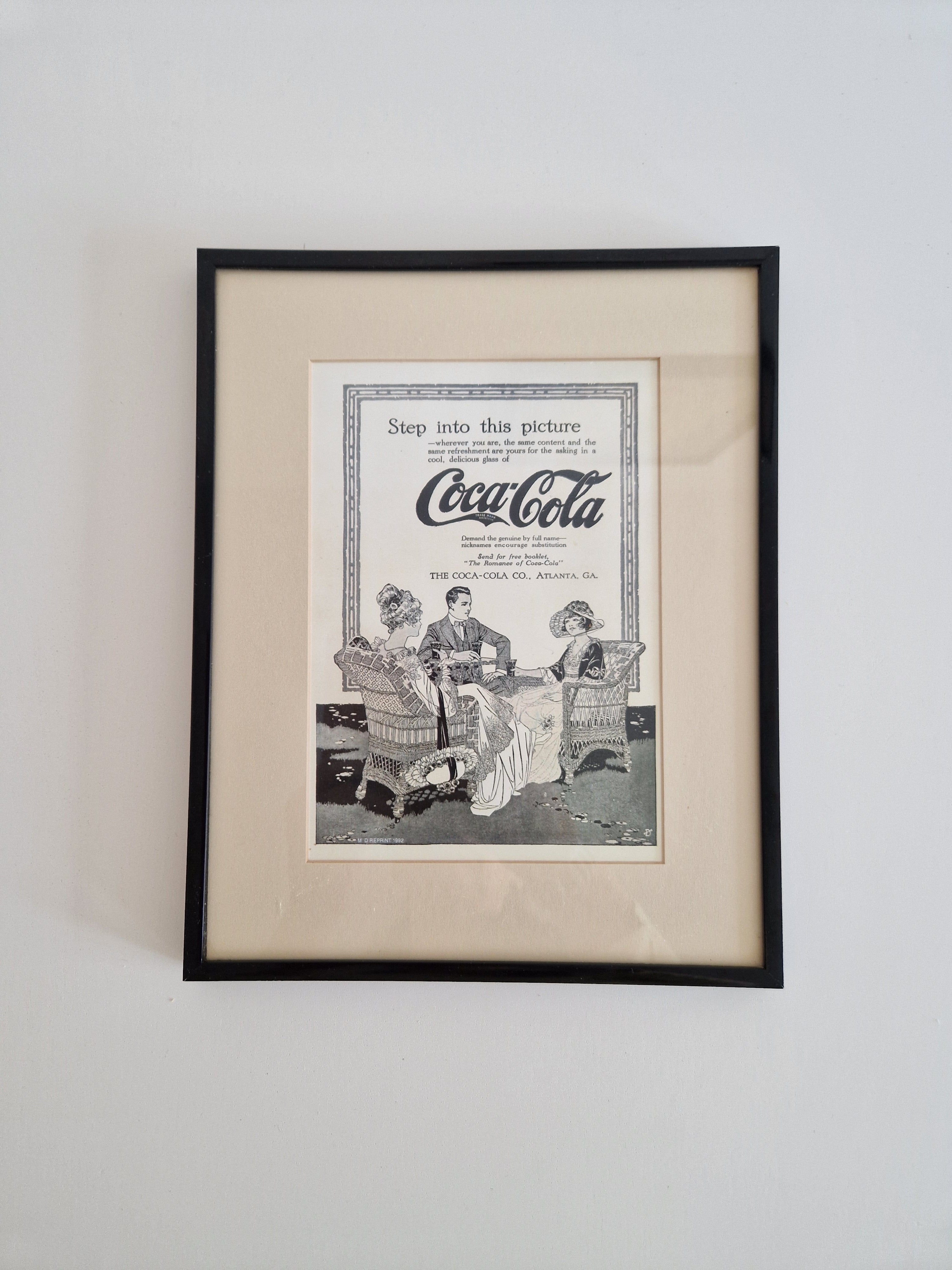 Framed Vintage Coca-Cola Advertisement – “Step Into This Picture”, 1992 Authorised Reprint