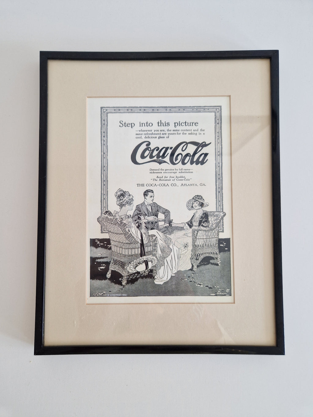 Framed Vintage Coca-Cola Advertisement – “Step Into This Picture”, 1992 Authorised Reprint