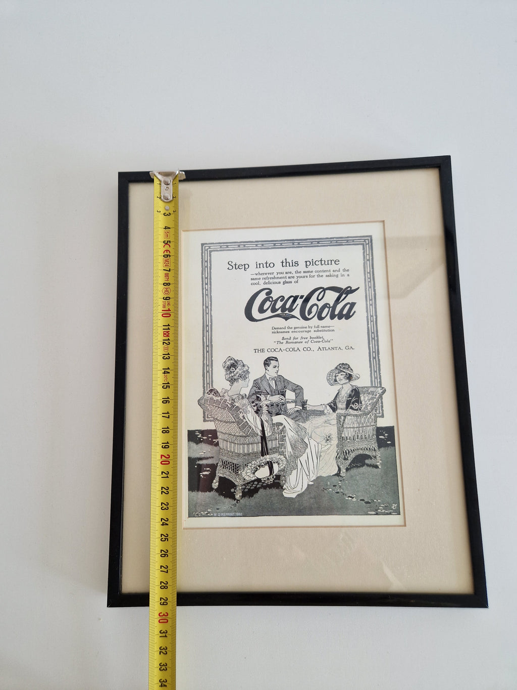 Framed Vintage Coca-Cola Advertisement – “Step Into This Picture”, 1992 Authorised Reprint