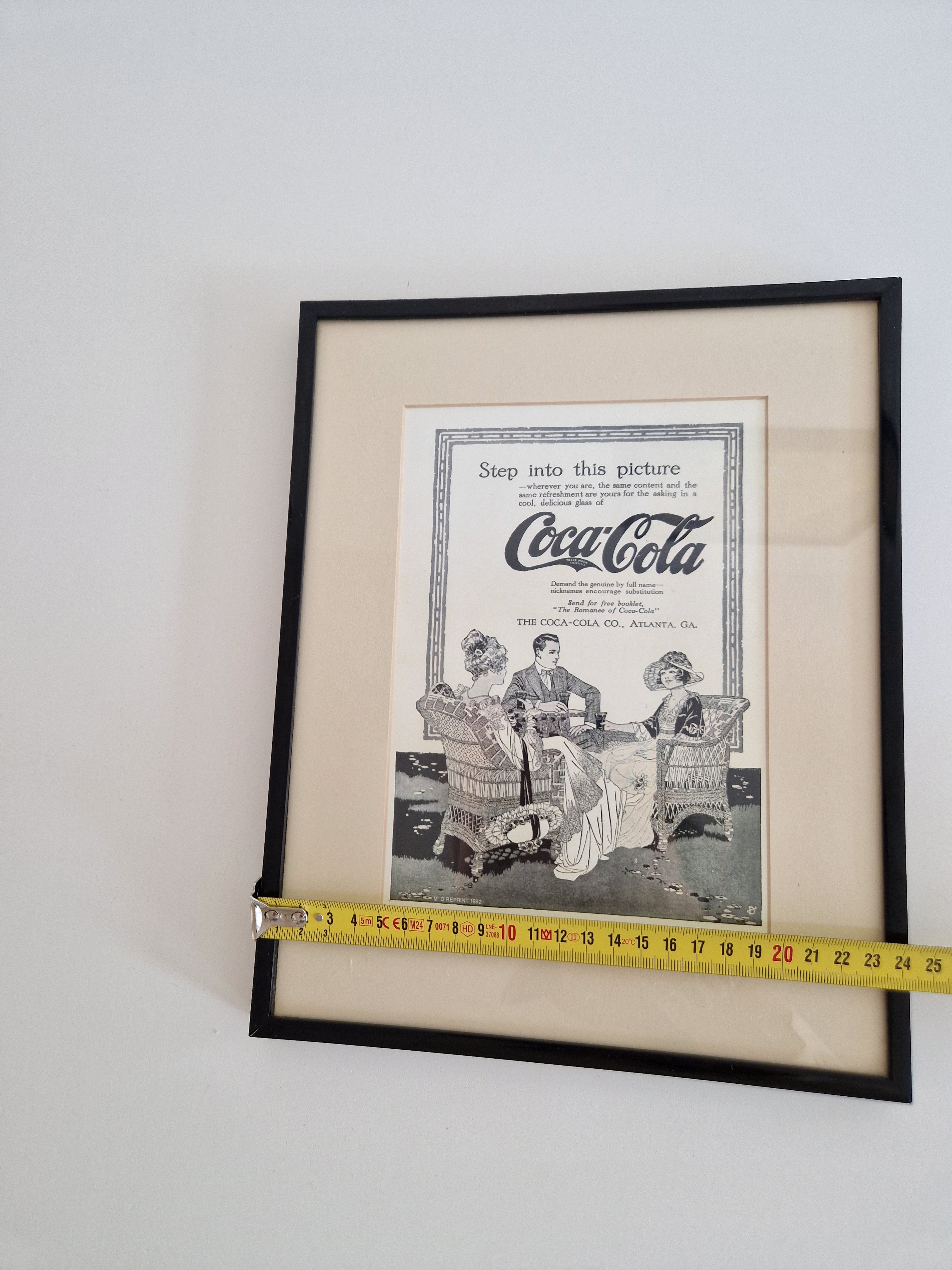 Framed Vintage Coca-Cola Advertisement – “Step Into This Picture”, 1992 Authorised Reprint