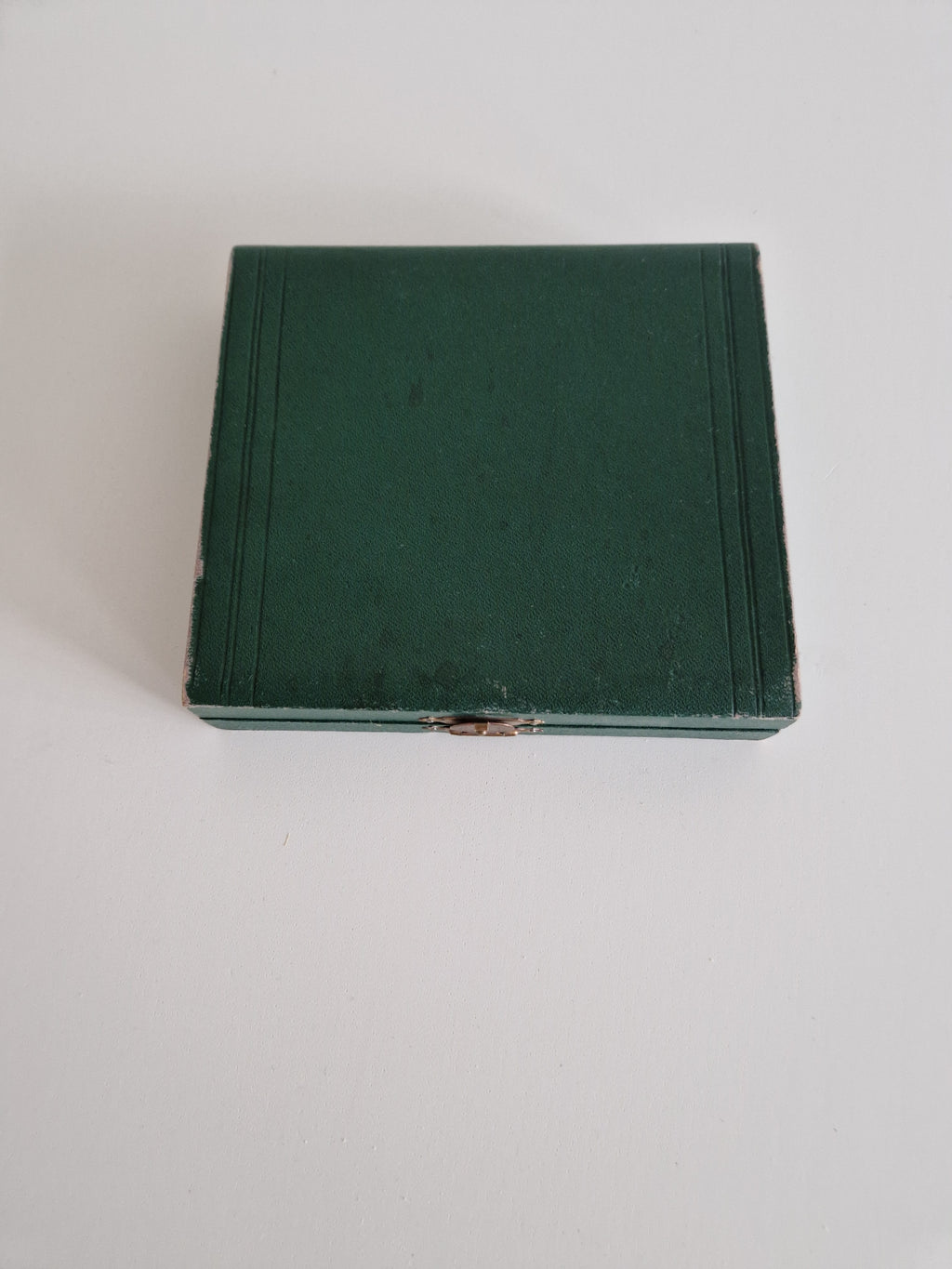 6 versilberte Teelöffel – Rat-Tail / Old English Muster | Original grüne Kunstlederbox mit blauem Satineinsatz & Messingverschluss | 12 cm