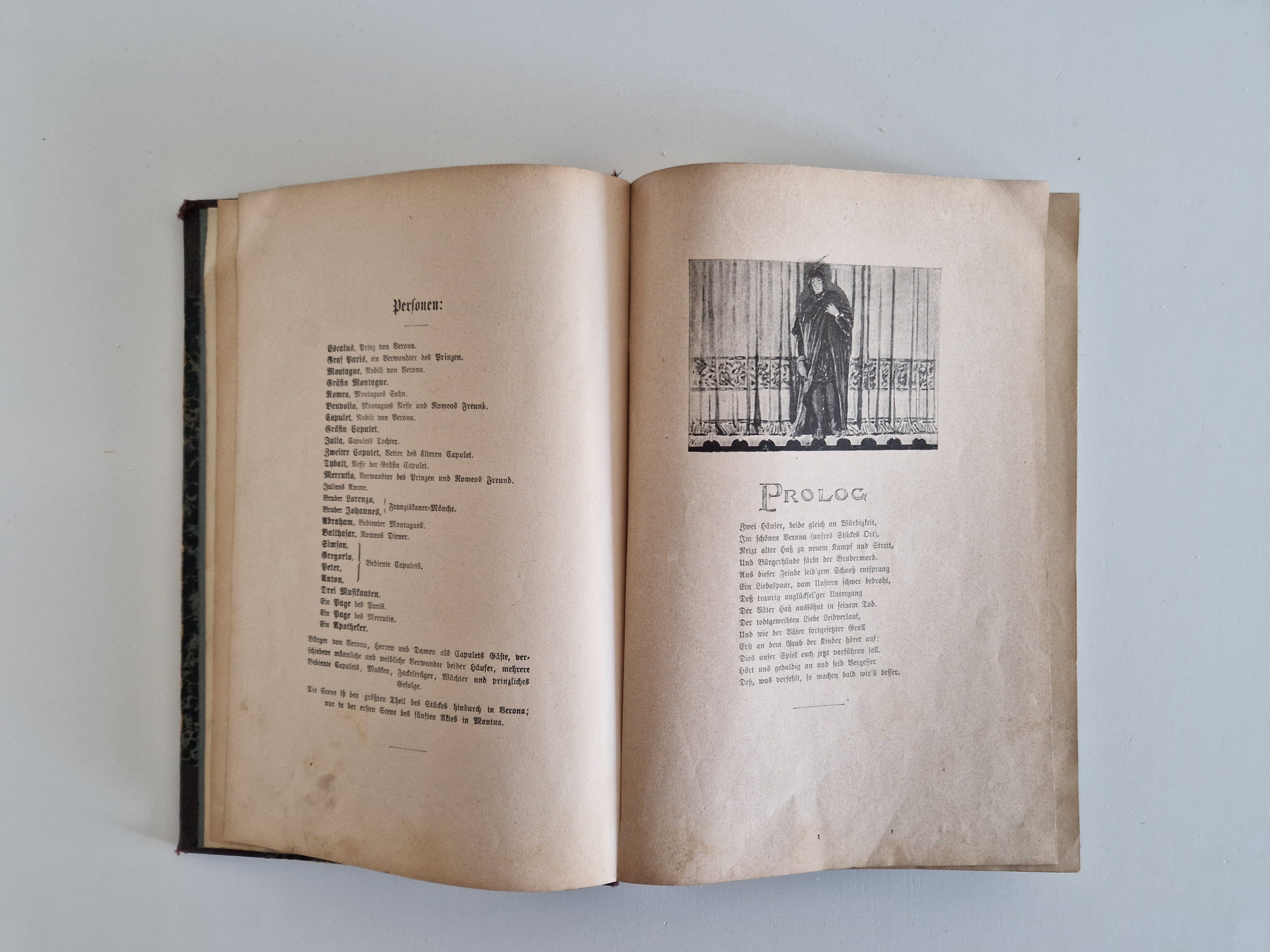 Roméo et Juliette – William Shakespeare | Traduction Schlegel | Deutsches Verlagshaus Bong & Co. Berlin | Illustré | Reliure demi-cuir marbré | environ 20 × 13 cm
