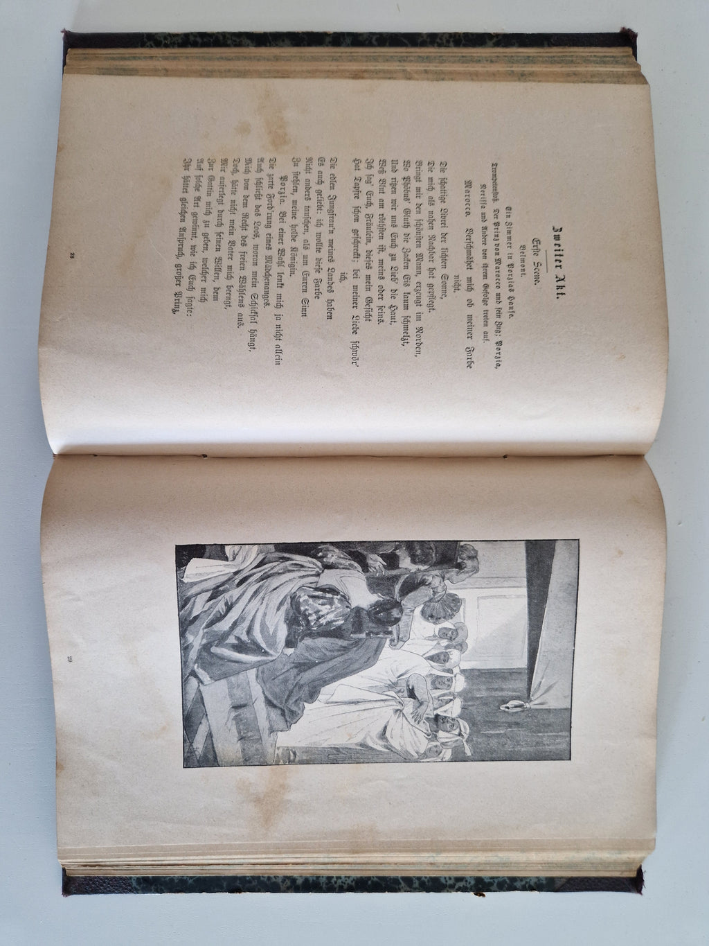 Roméo et Juliette – William Shakespeare | Traduction Schlegel | Deutsches Verlagshaus Bong & Co. Berlin | Illustré | Reliure demi-cuir marbré | environ 20 × 13 cm