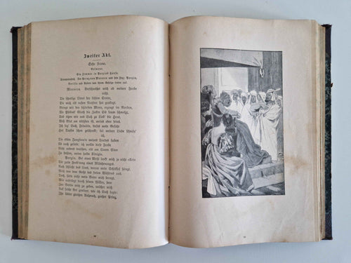 Antique German Shakespeare Book: Illustrated Edition of Romeo und Julia with Half-Leather Binding