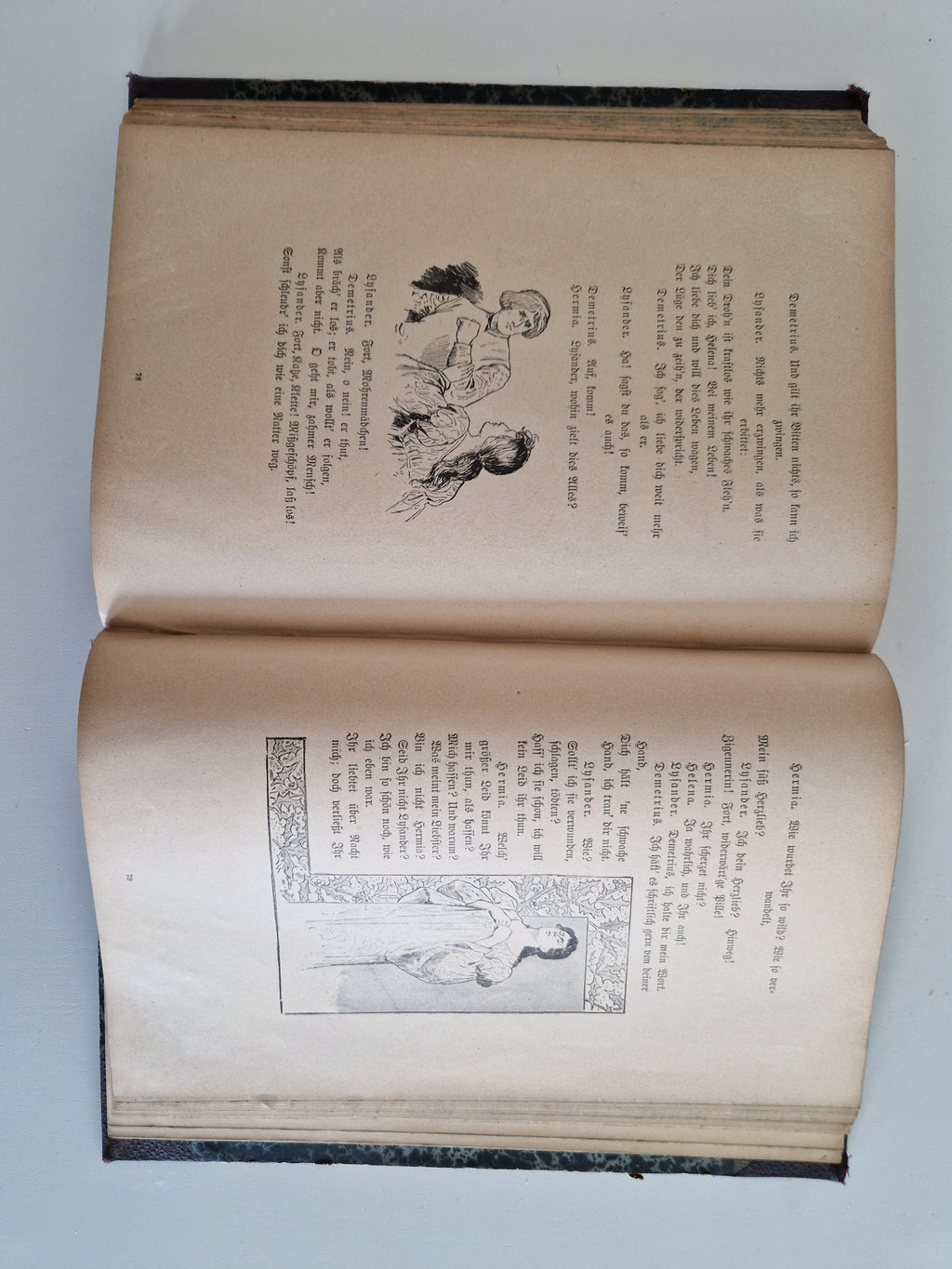 Roméo et Juliette – William Shakespeare | Traduction Schlegel | Deutsches Verlagshaus Bong & Co. Berlin | Illustré | Reliure demi-cuir marbré | environ 20 × 13 cm