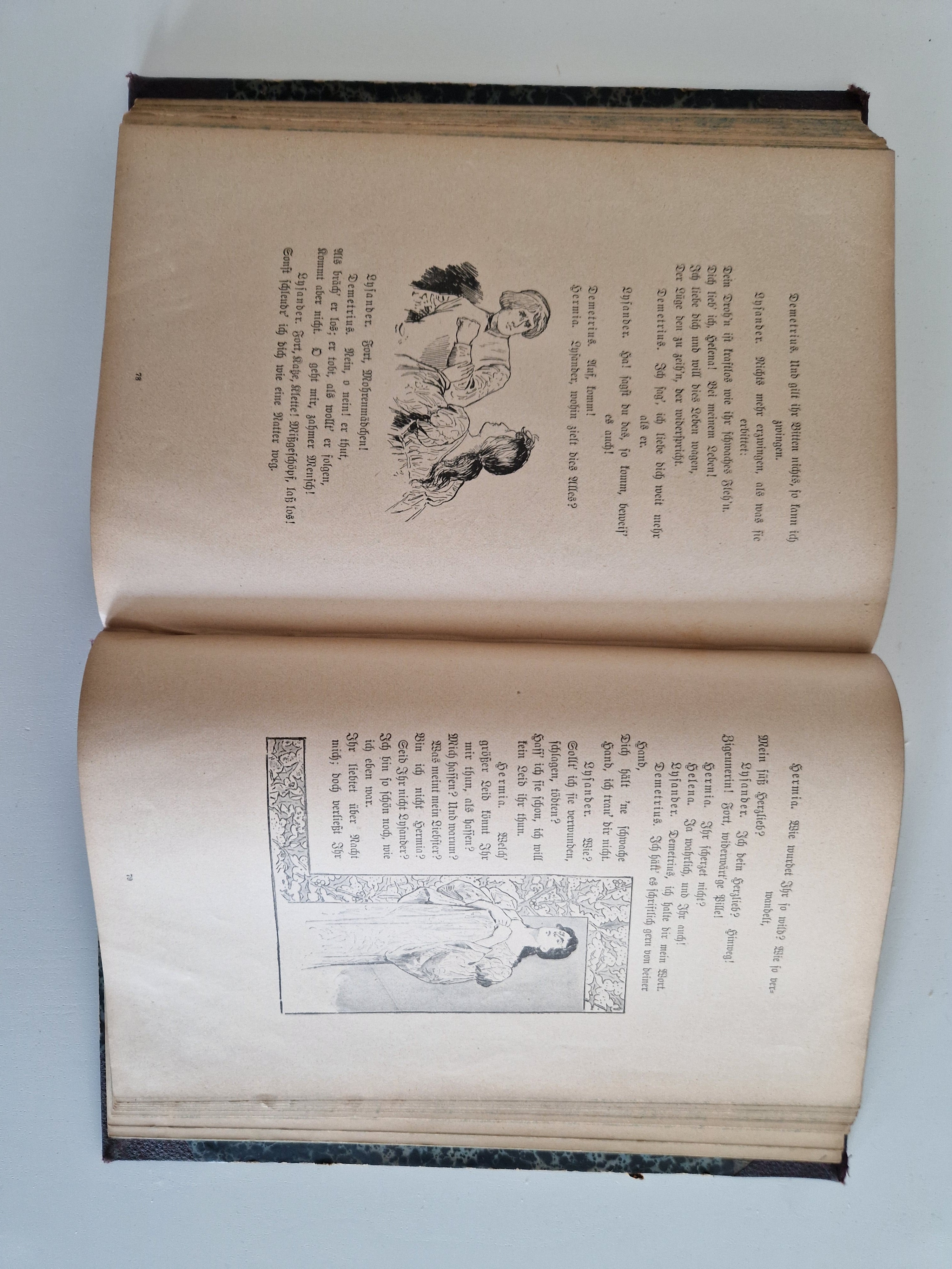 Roméo et Juliette – William Shakespeare | Traduction Schlegel | Deutsches Verlagshaus Bong & Co. Berlin | Illustré | Reliure demi-cuir marbré | environ 20 × 13 cm
