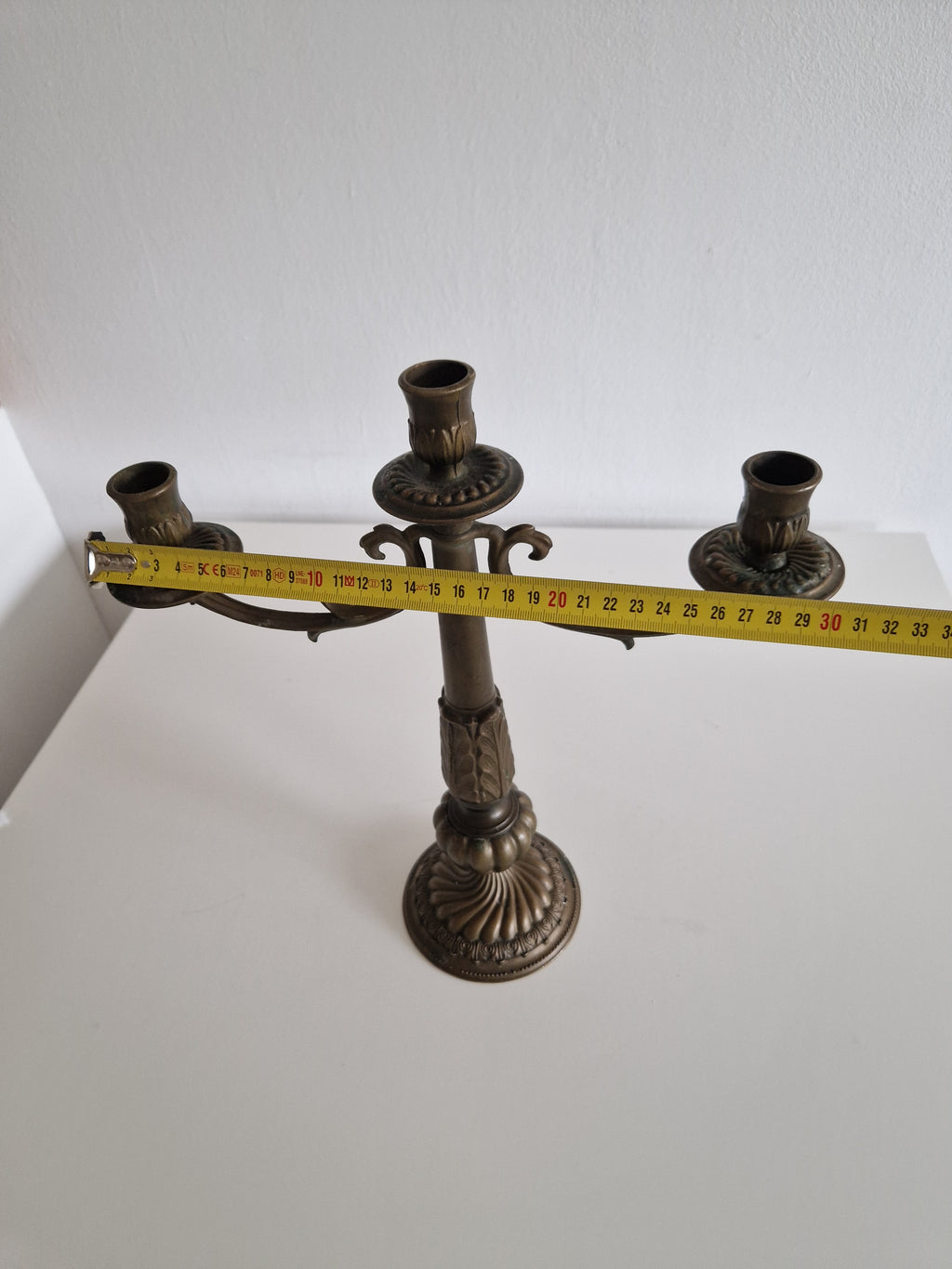 Antique Brass 3-Arm Candelabra – Empire Neoclassical, Acanthus & Gadroon Detail