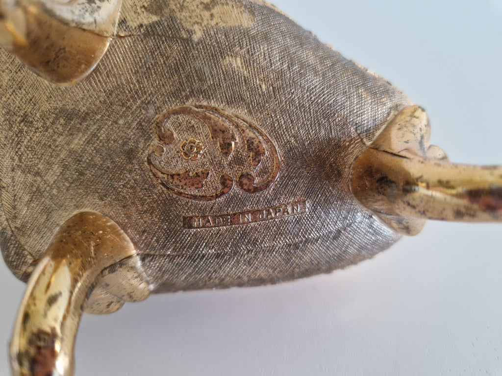 Vintage Miniature Grand Piano Trinket Box — Porcelain Lid, Gold-Tone Metal, Made in Japan