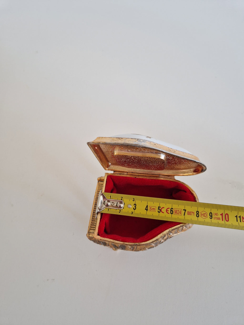Vintage Miniature Grand Piano Trinket Box — Porcelain Lid, Gold-Tone Metal, Made in Japan