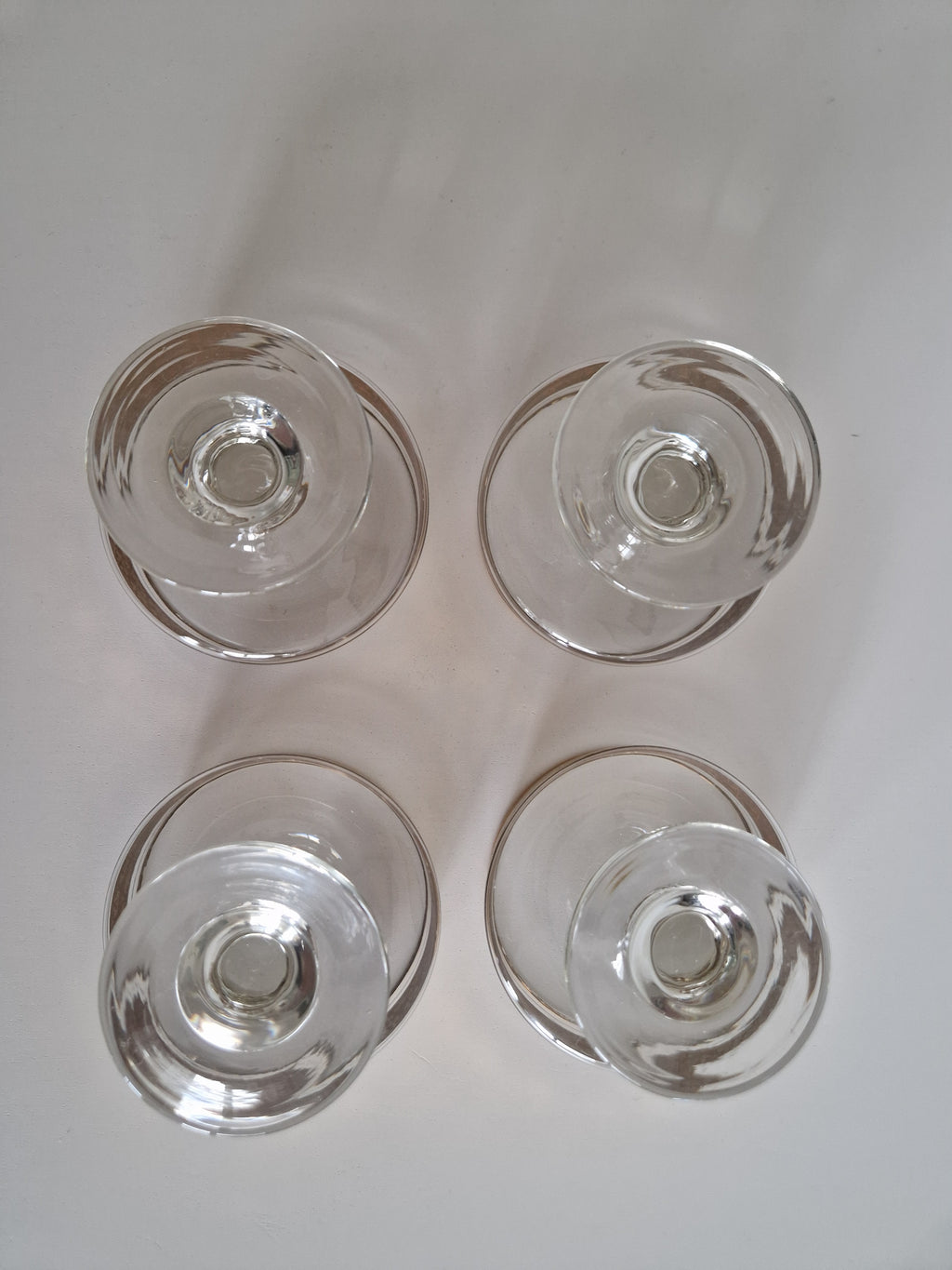 Set of 4 Vintage Gold Arabesque Glass Champagne Coupes | Mid-Century European
