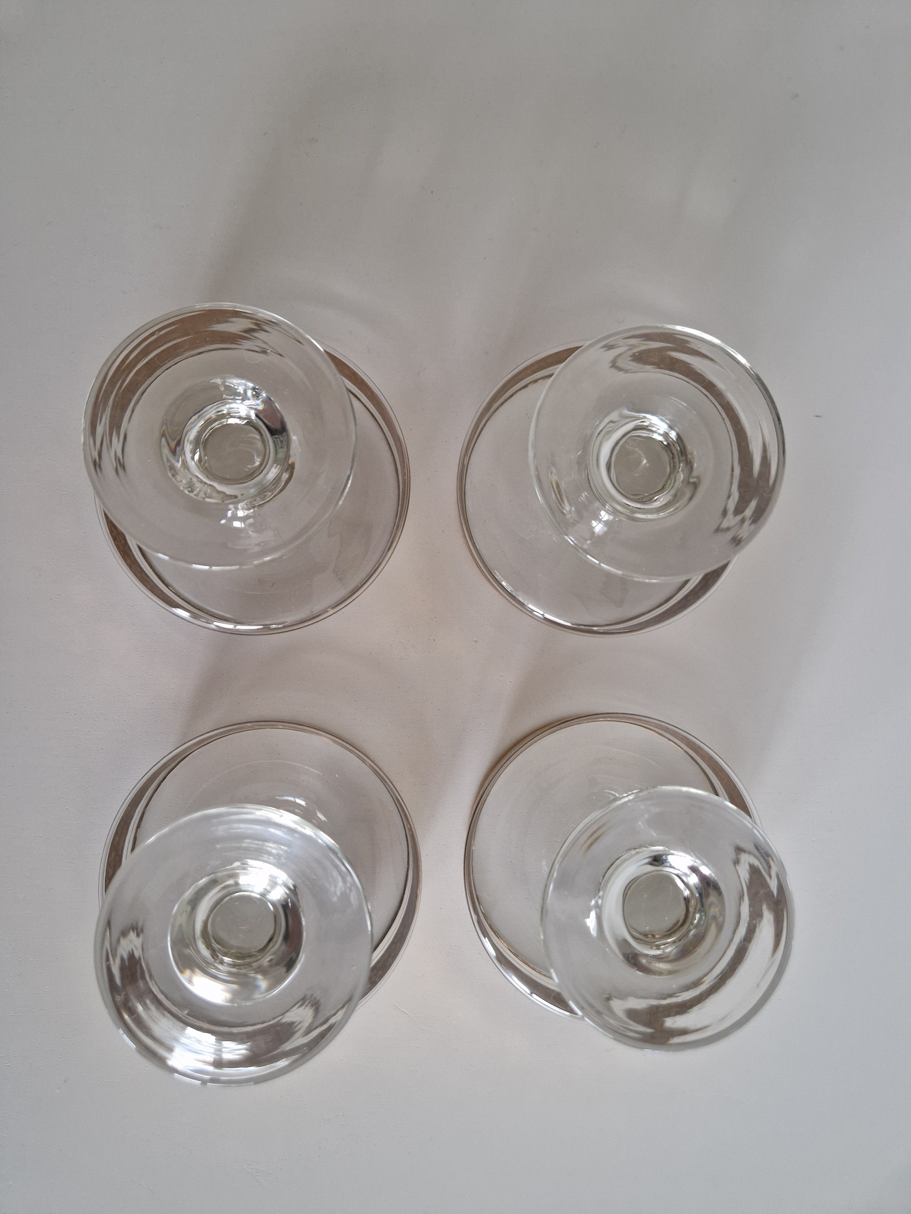 Set of 4 Vintage Gold Arabesque Glass Champagne Coupes | Mid-Century European