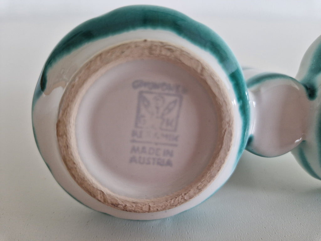 Ensemble de trois pots à condiments en céramique Gmunden — Rayures sarcelle, Fabriqué en Autriche