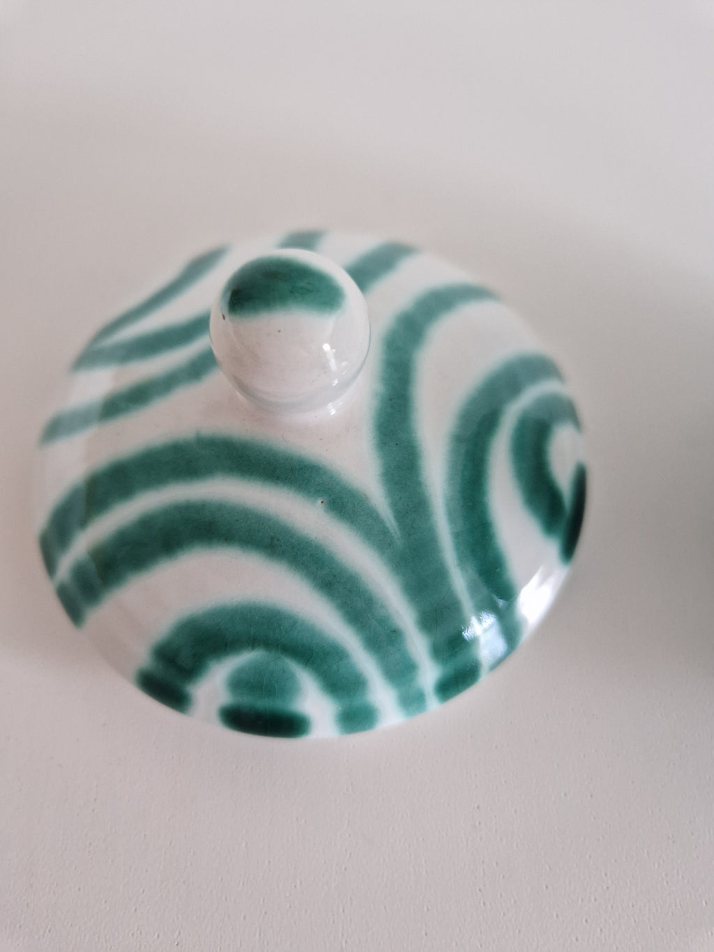 Gmunden Keramik Sugar Bowl — Green Stripe (Grüngeflammt), Made in Austria