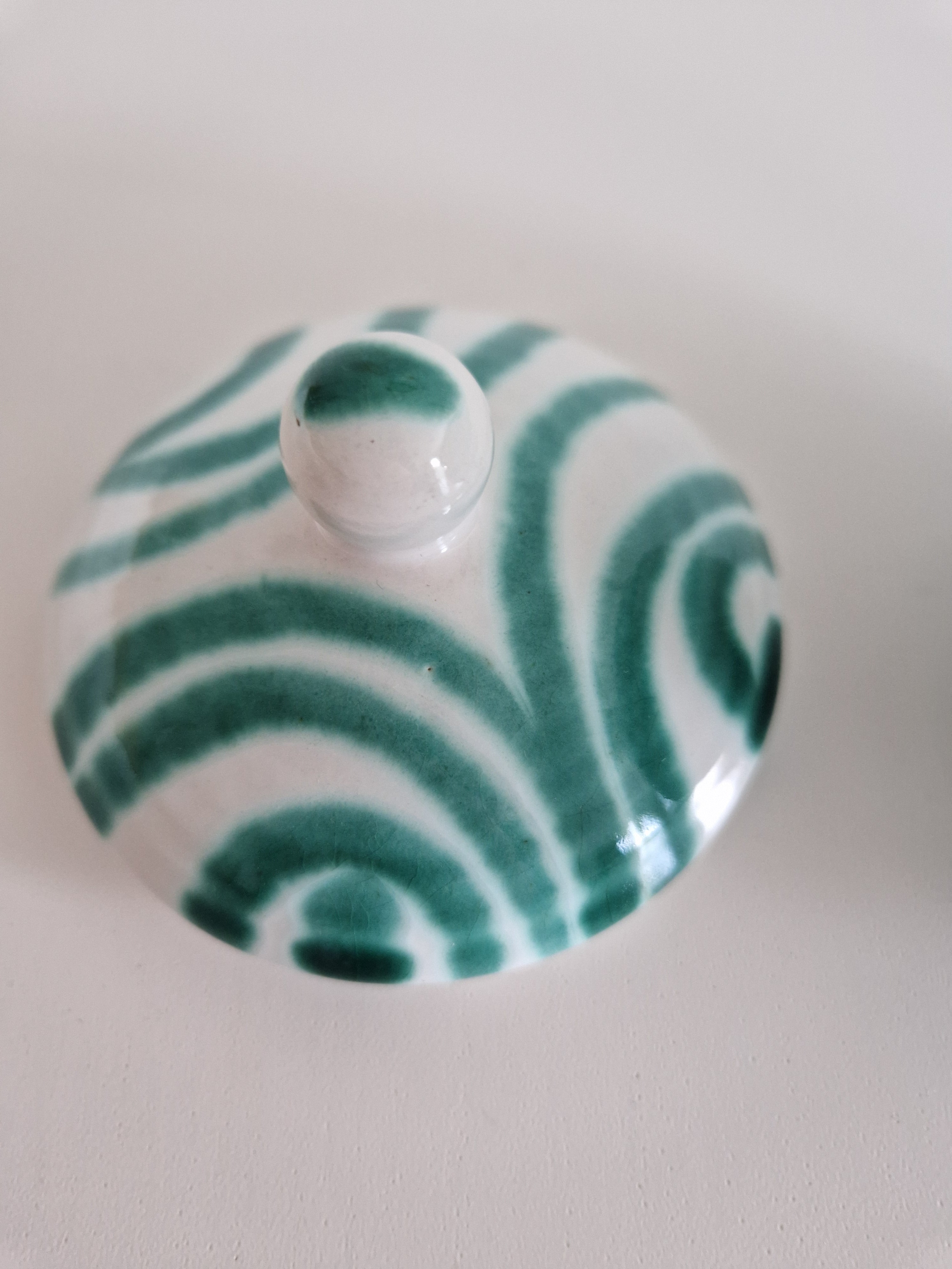 Gmunden Keramik Sugar Bowl — Green Stripe (Grüngeflammt), Made in Austria