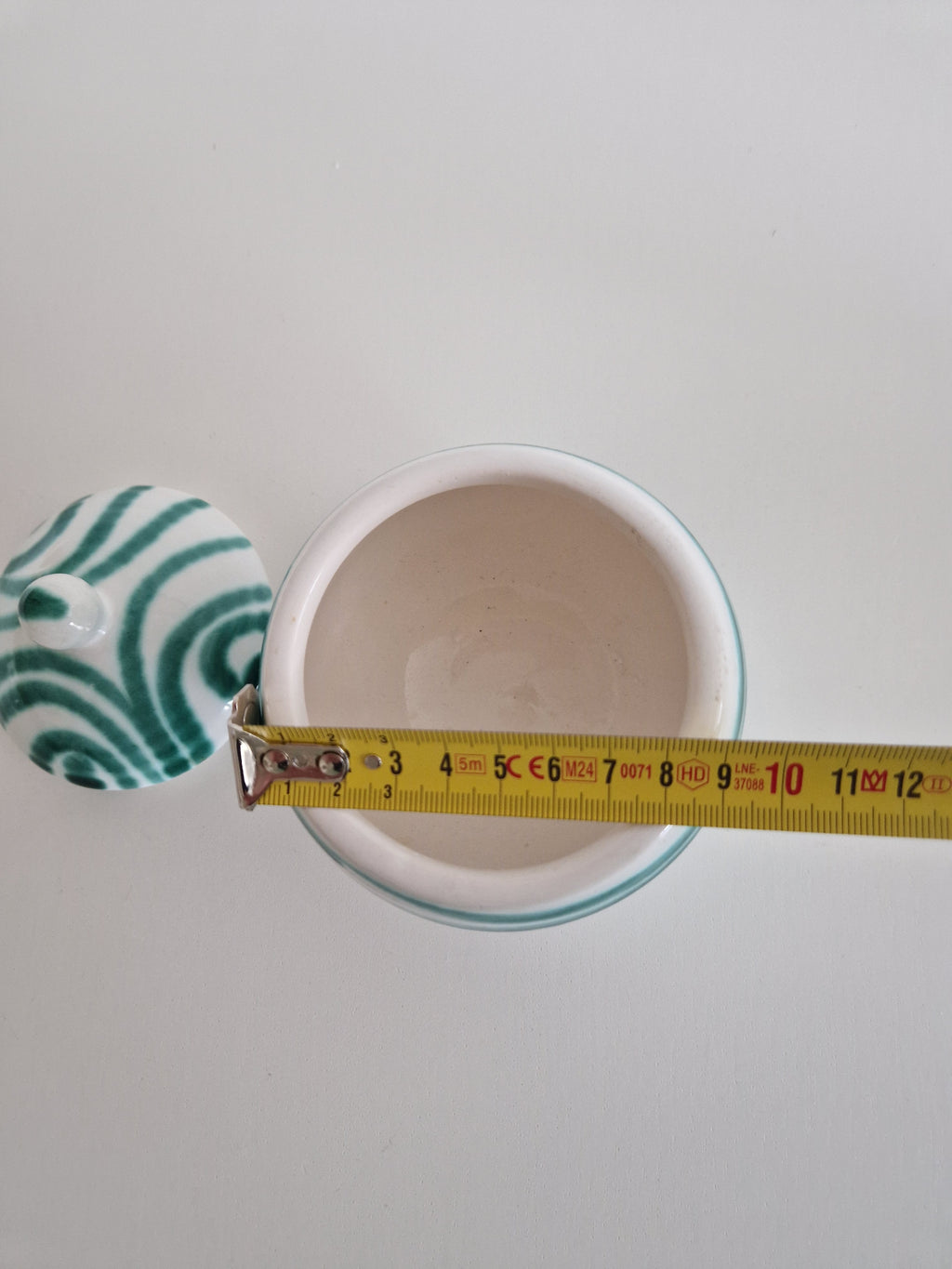 Gmunden Keramik Sugar Bowl — Green Stripe (Grüngeflammt), Made in Austria
