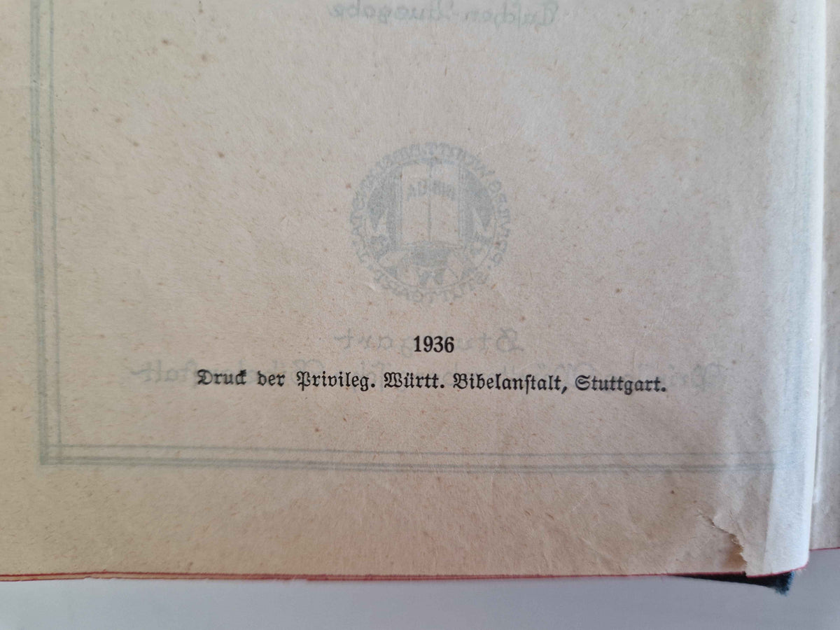 Antique German Bible Luther Translation Pocket Edition Wurttemberg Stuttgart 1936 Complete