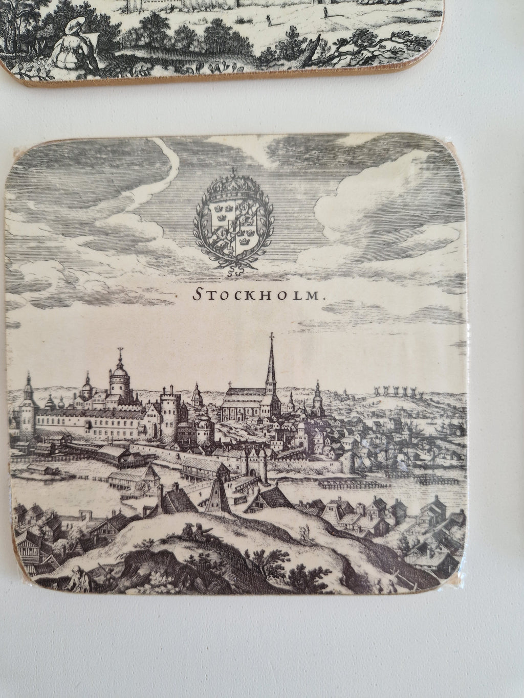 Vintage Pimpernel Untersetzer, 6er-Set – Stadtpanoramen aus dem Europa des 17. Jahrhunderts, hergestellt in England
