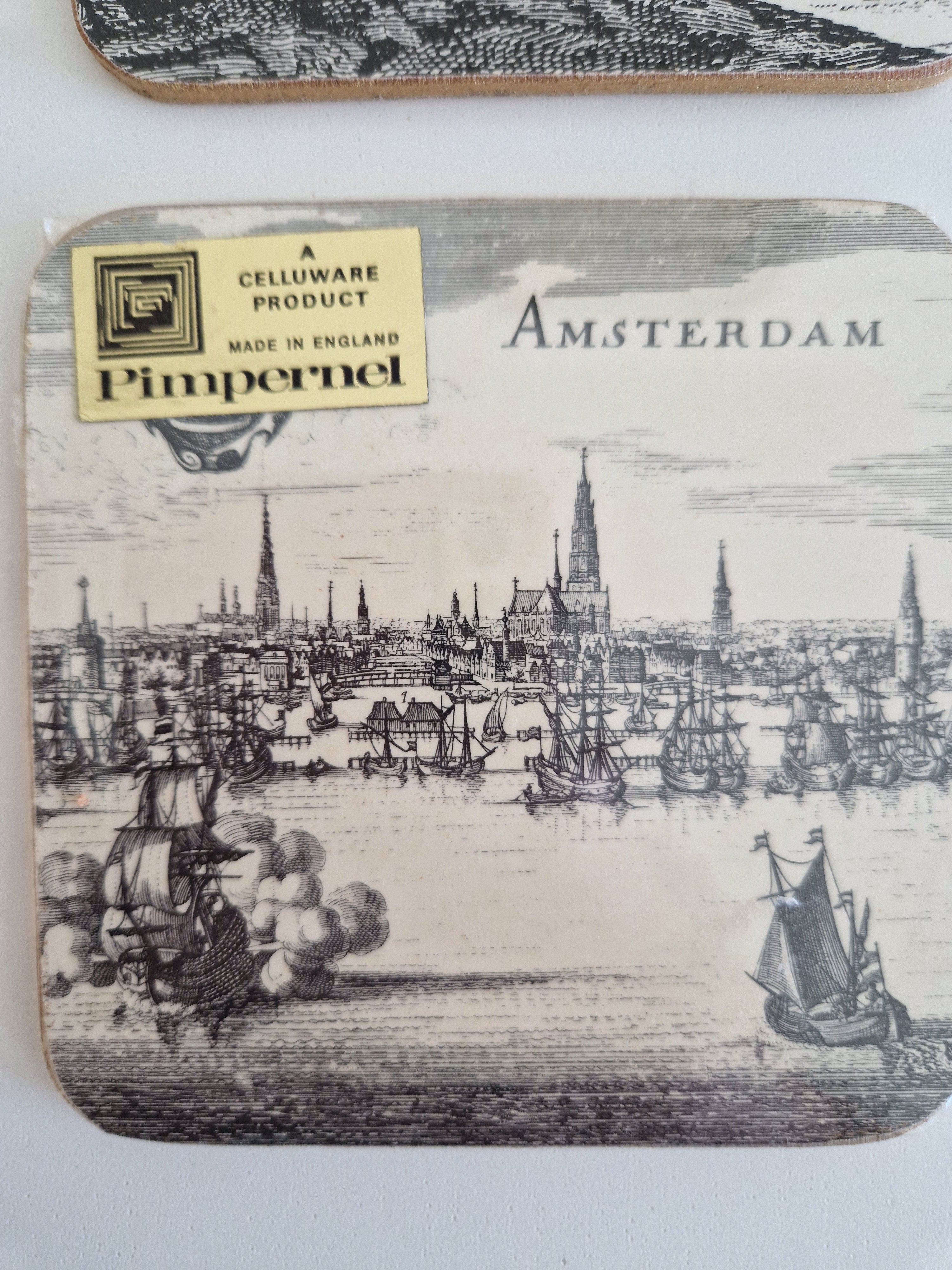 Vintage Coasters Pimpernel Set of 6 – 17th-Century European City Panoramas, Made in England