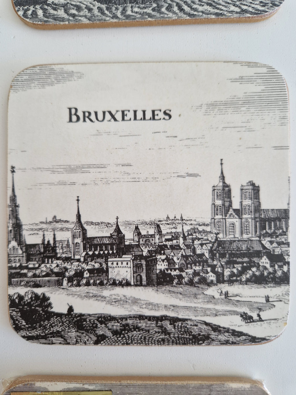 Vintage Pimpernel Untersetzer, 6er-Set – Stadtpanoramen aus dem Europa des 17. Jahrhunderts, hergestellt in England