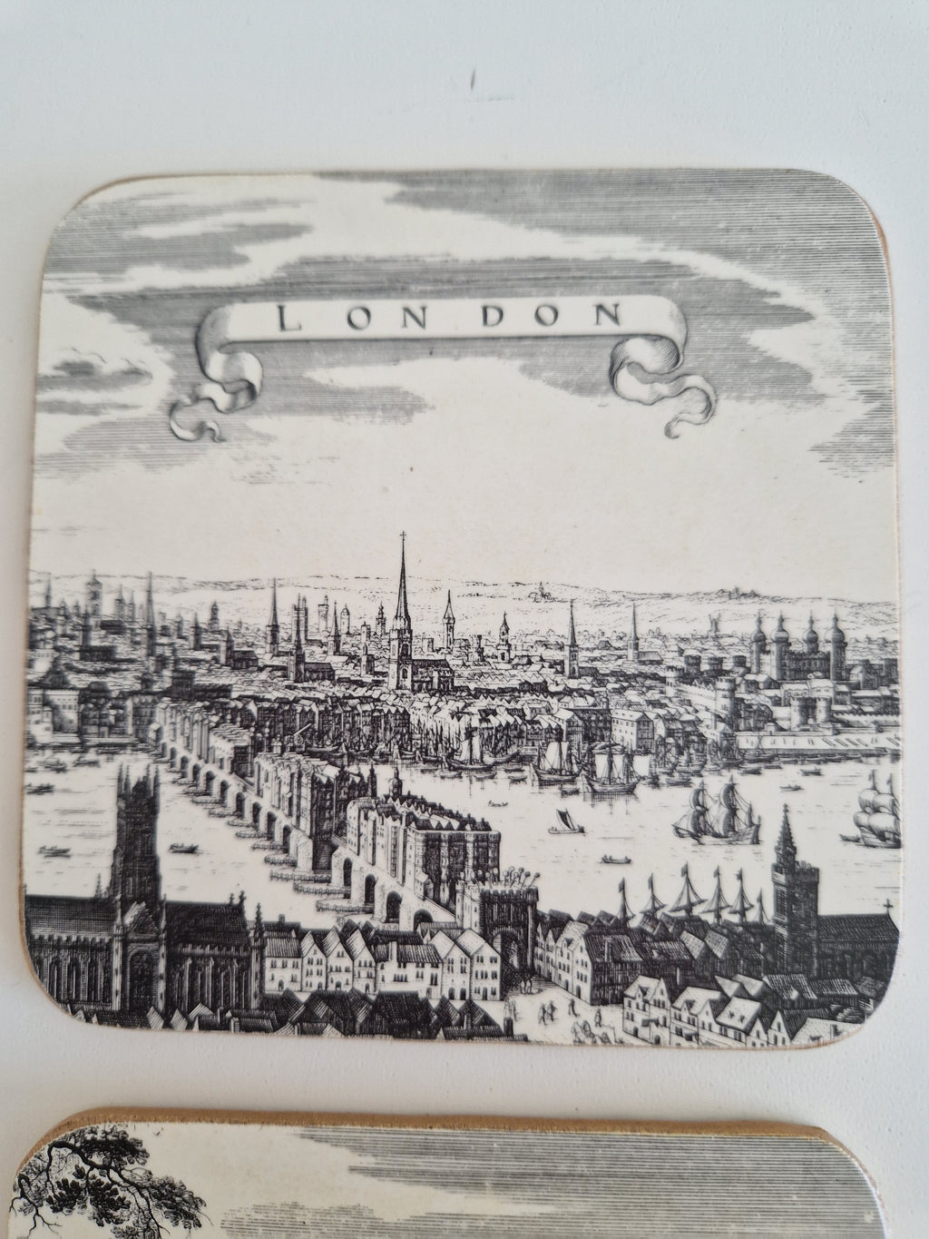 Vintage Pimpernel Untersetzer, 6er-Set – Stadtpanoramen aus dem Europa des 17. Jahrhunderts, hergestellt in England