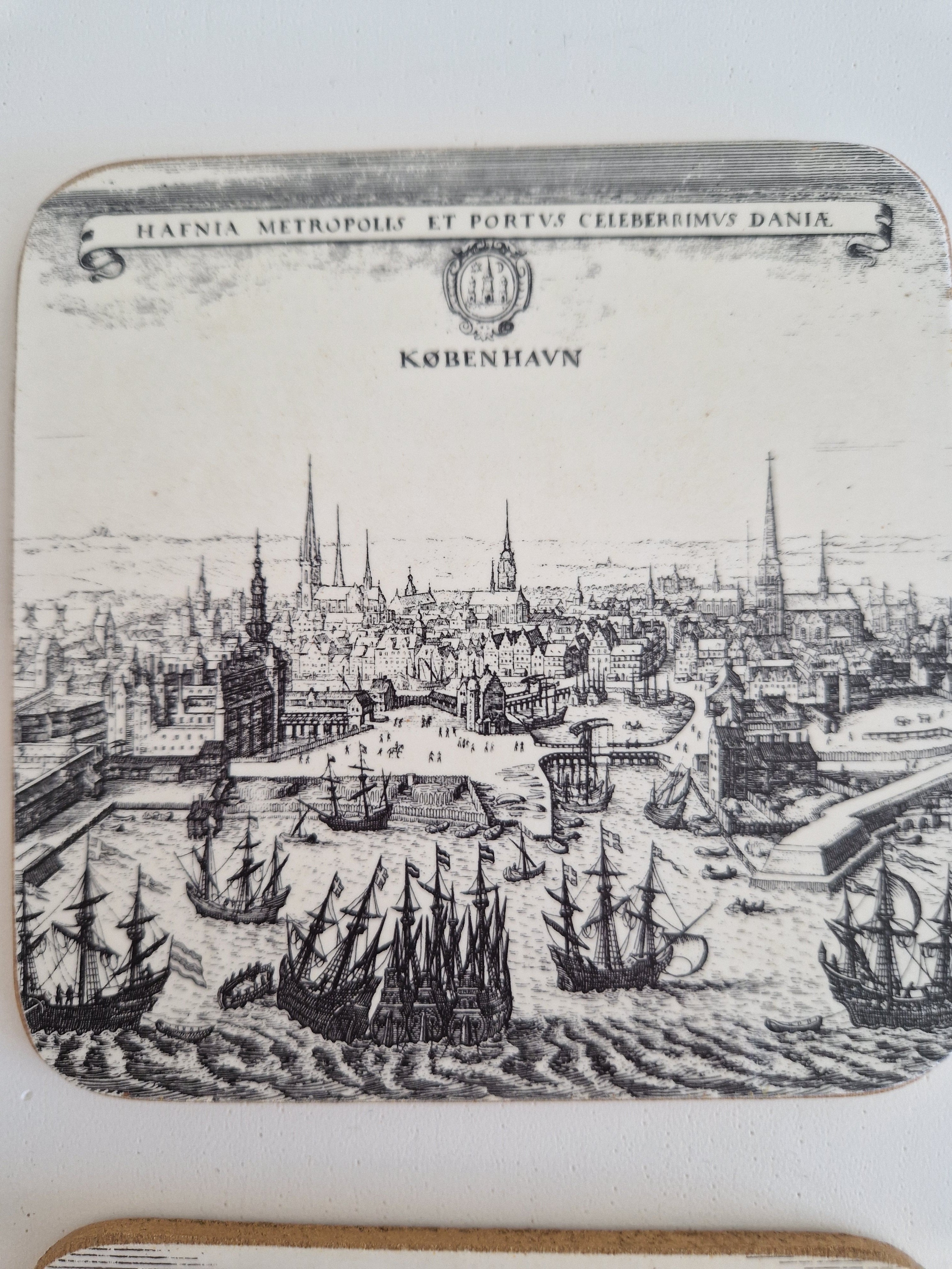 Vintage Pimpernel Untersetzer, 6er-Set – Stadtpanoramen aus dem Europa des 17. Jahrhunderts, hergestellt in England