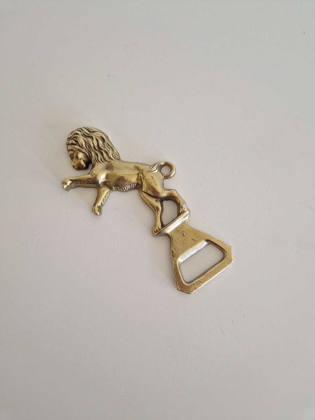 Vintage Brass Rampant Lion Bottle Opener – Cast Brass, 13 cm, Hanging Ring
