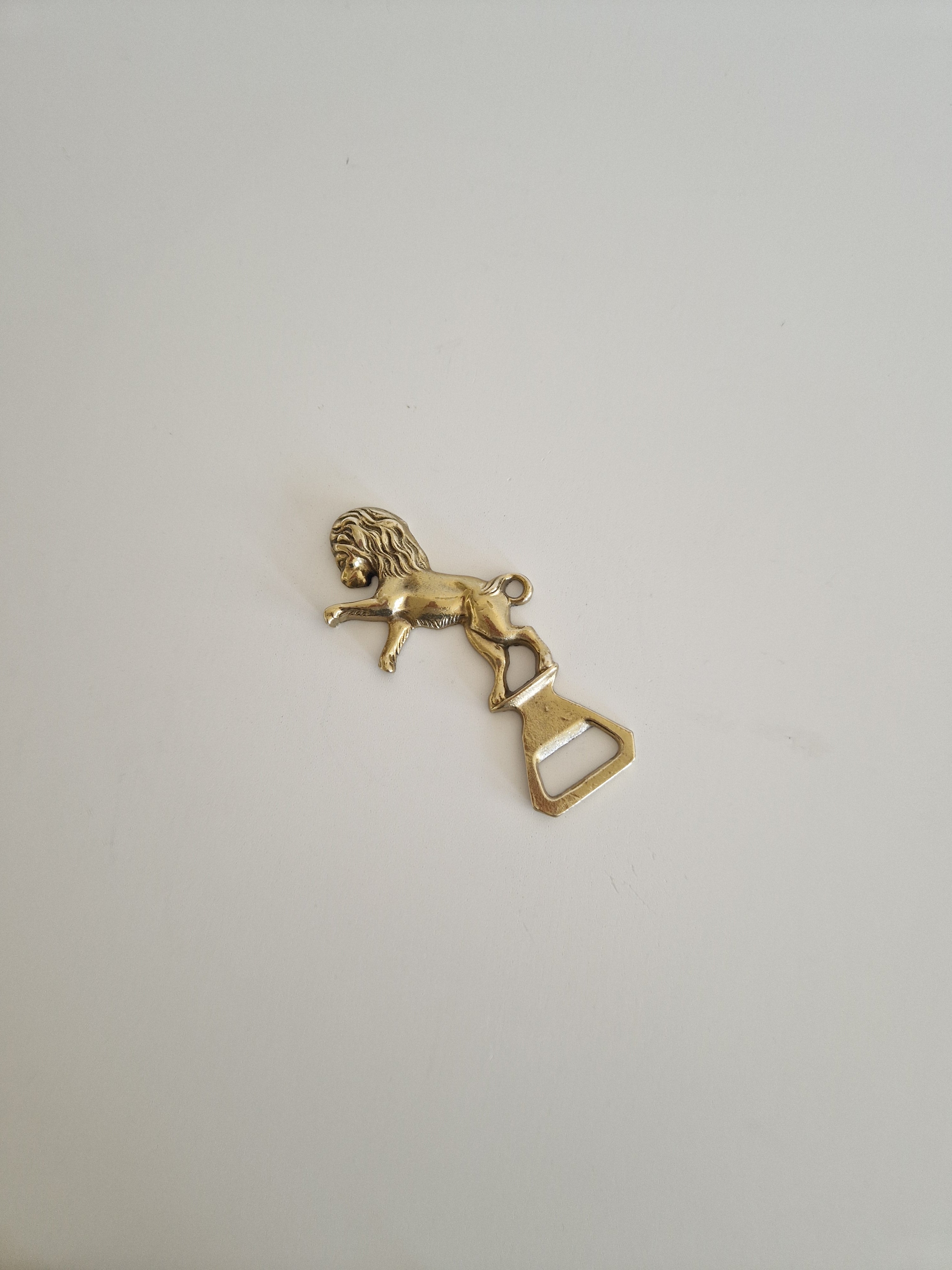 Vintage Brass Rampant Lion Bottle Opener – Cast Brass, 13 cm, Hanging Ring