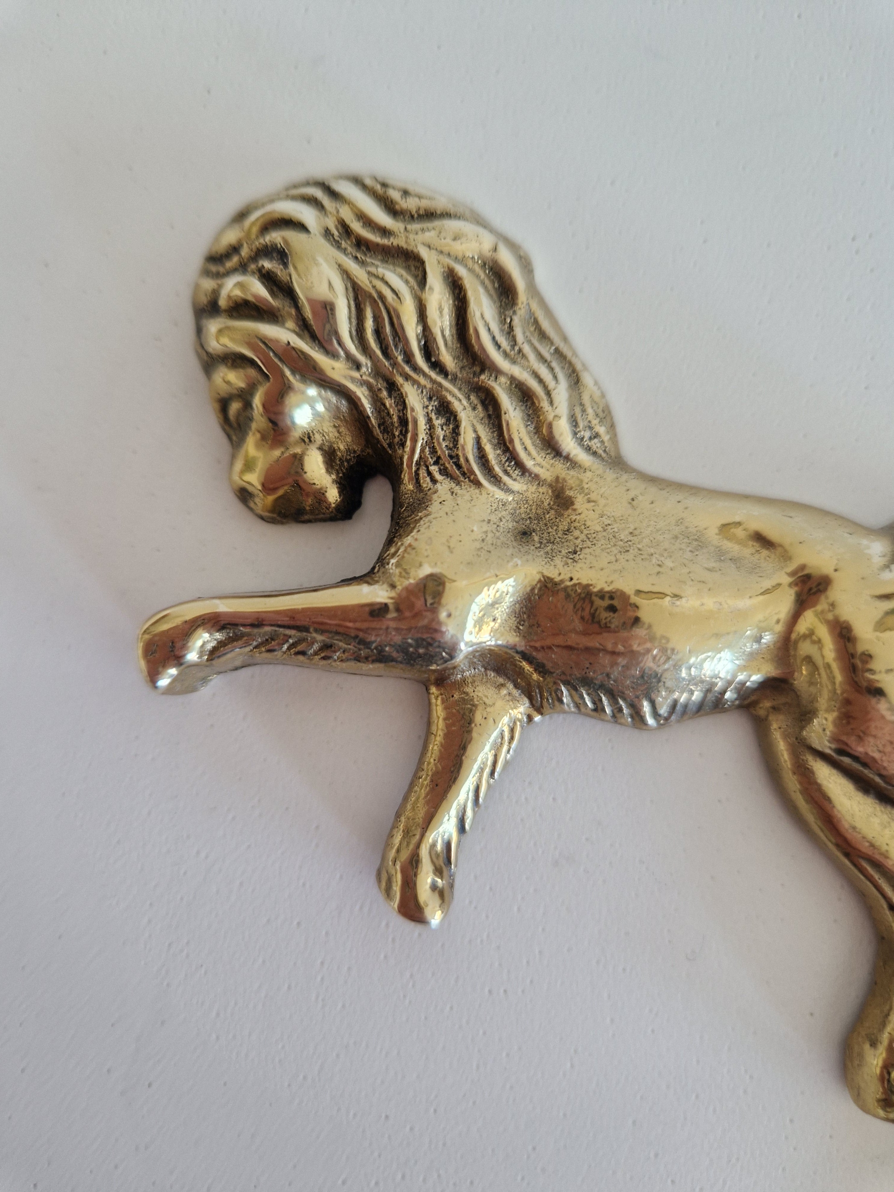 Vintage Brass Rampant Lion Bottle Opener – Cast Brass, 13 cm, Hanging Ring