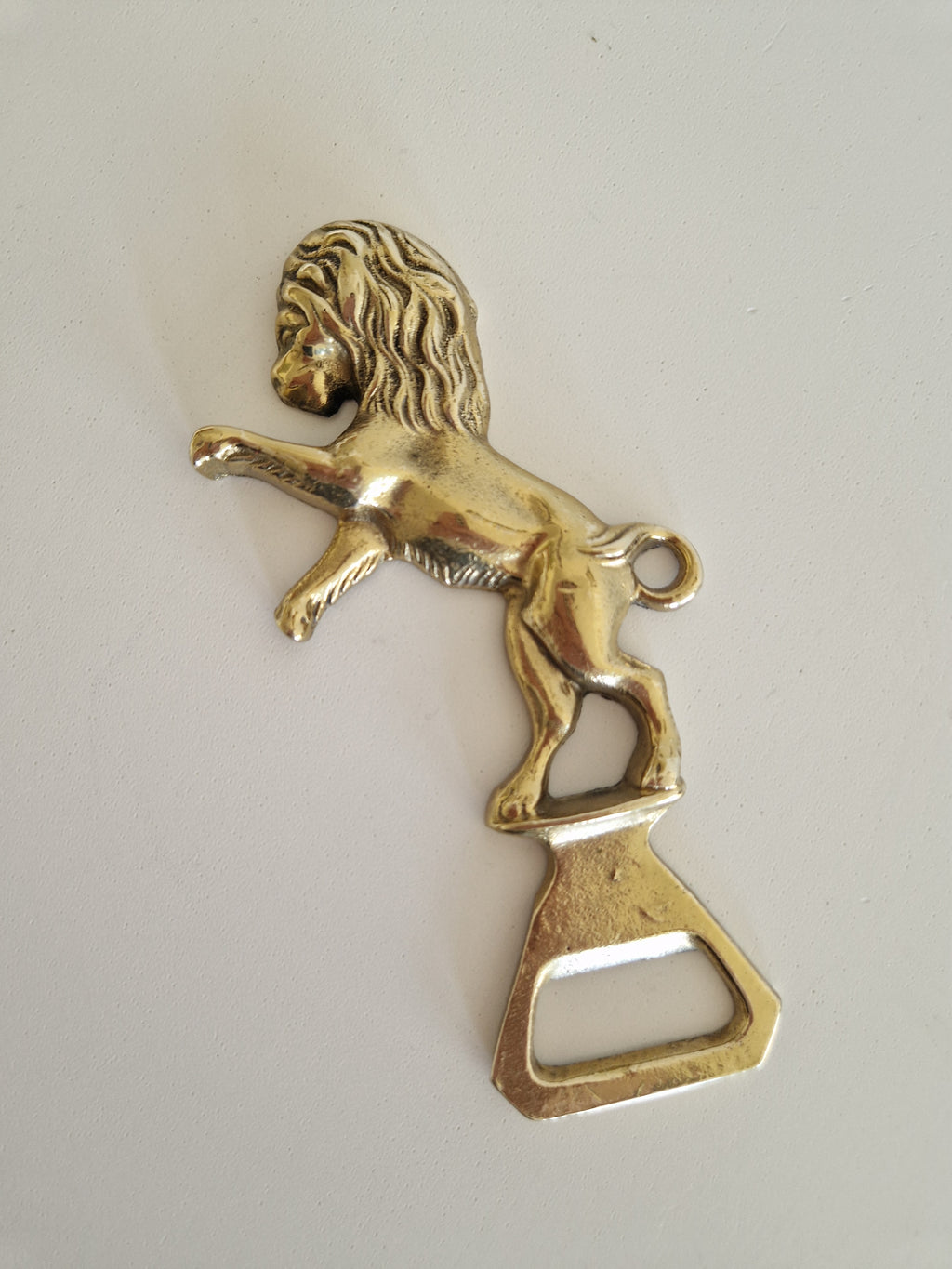 Vintage Brass Rampant Lion Bottle Opener – Cast Brass, 13 cm, Hanging Ring