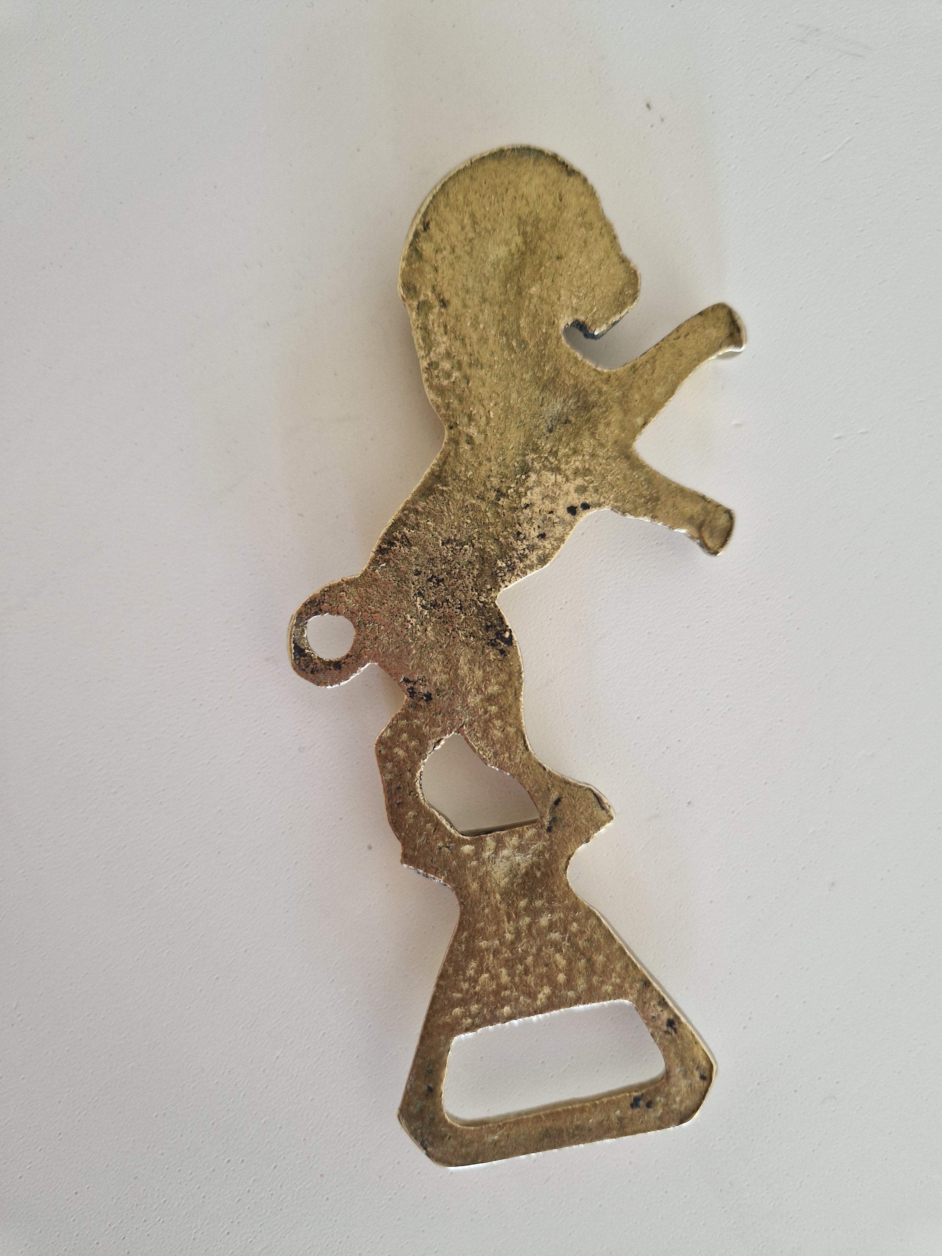Vintage Brass Rampant Lion Bottle Opener – Cast Brass, 13 cm, Hanging Ring