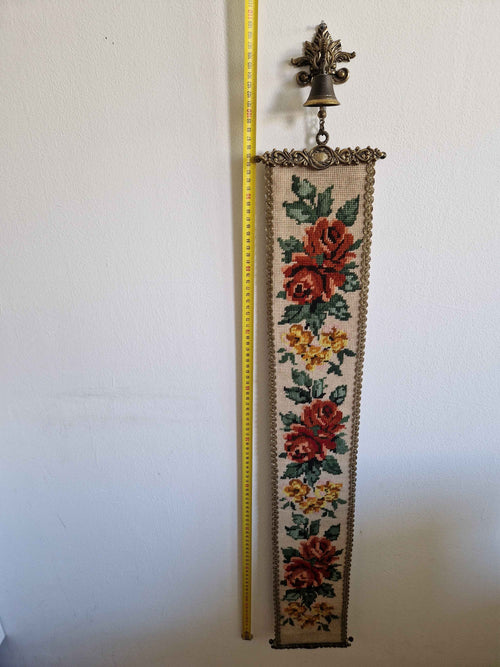 Antique Needlepoint Bell Pull: A Unique Floral Tapestry for Timeless Wall Decor