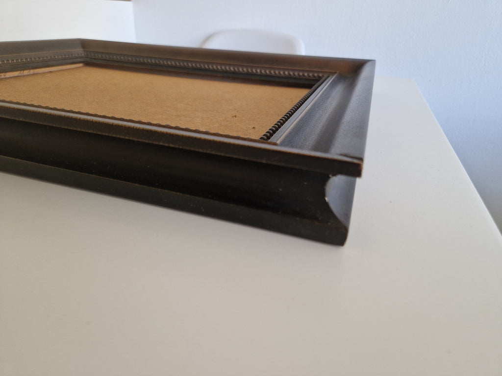 Vintage Holz Bilderrahmen | Dunkles Walnuss-Finish mit Perlenbordüre | 40×30cm Öffnung