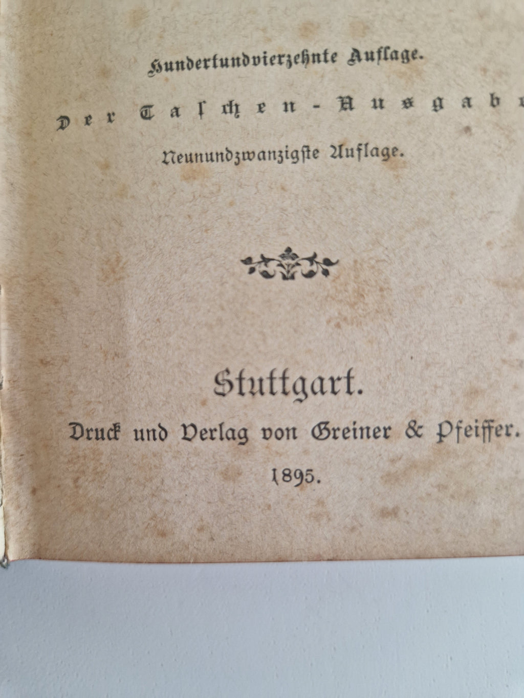 Palmblätter – Poésie dévotionnelle allemande ancienne, Stuttgart 1895, 114e édition, format de poche
