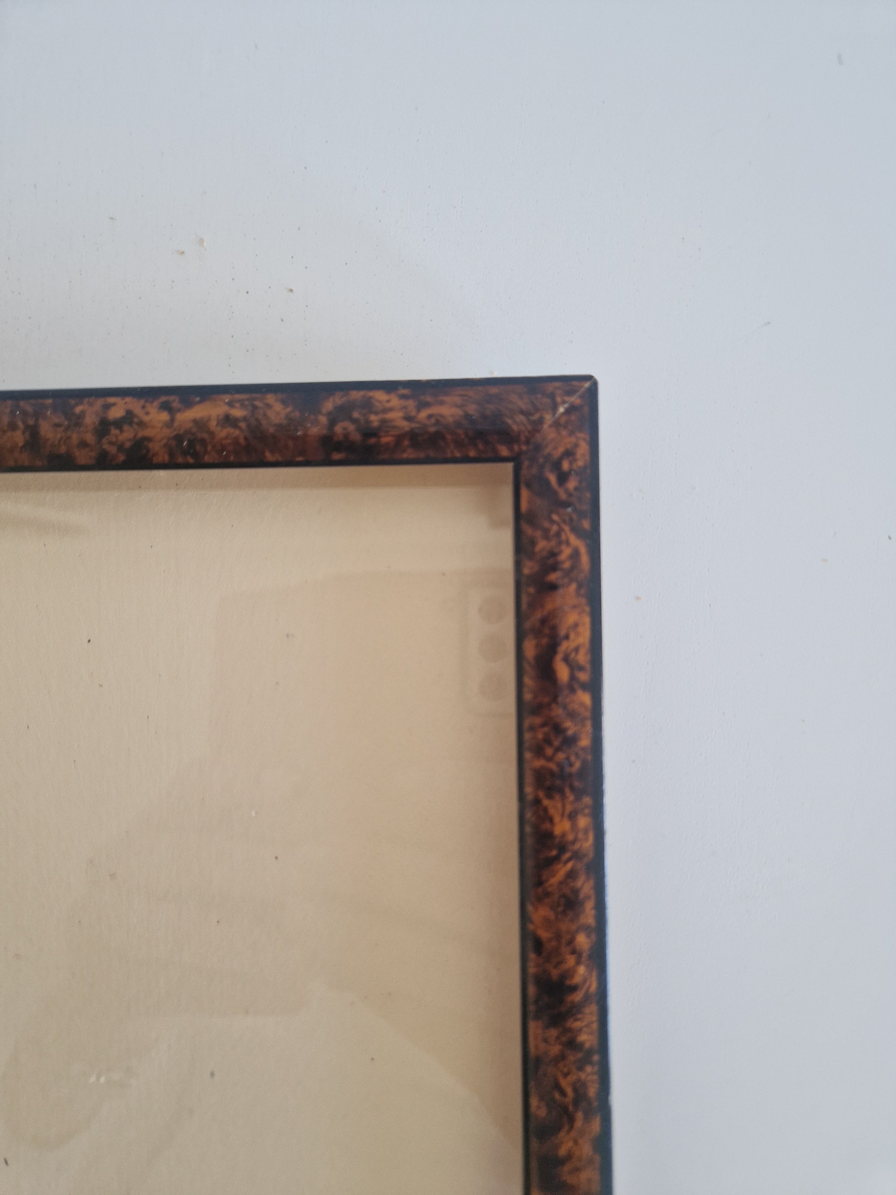 Vintage Schildpatt Bilderrahmen mit Glas – Großer Wandrahmen