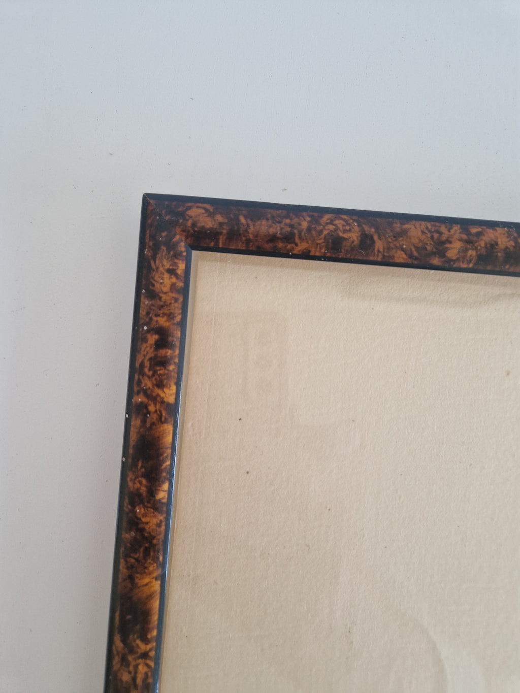 Vintage Schildpatt Bilderrahmen mit Glas – Großer Wandrahmen
