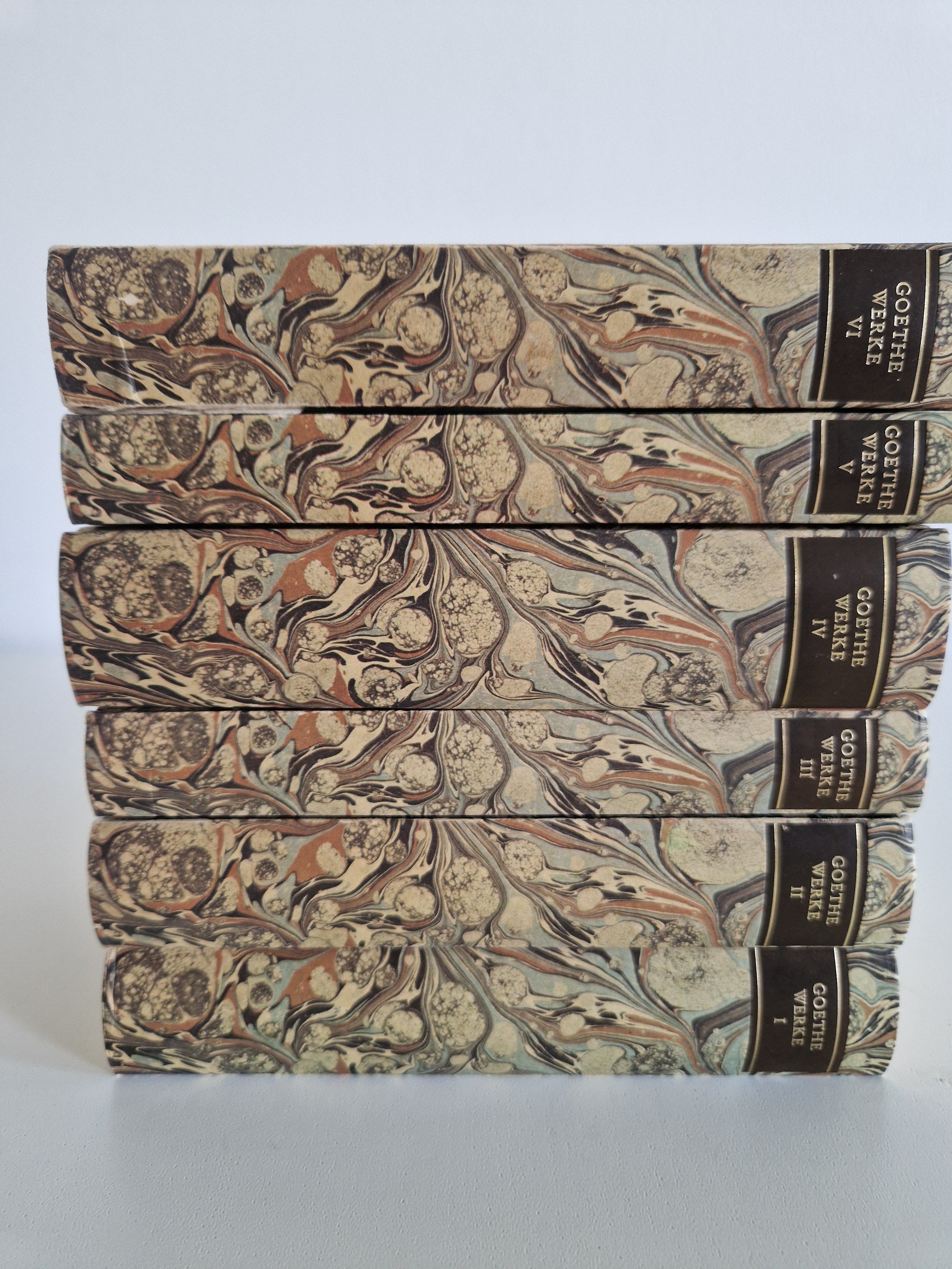 Goethe Werke – Œuvres complètes en 6 volumes | Insel Verlag Frankfurt am Main 1982 | Plats en papier marbré à la main