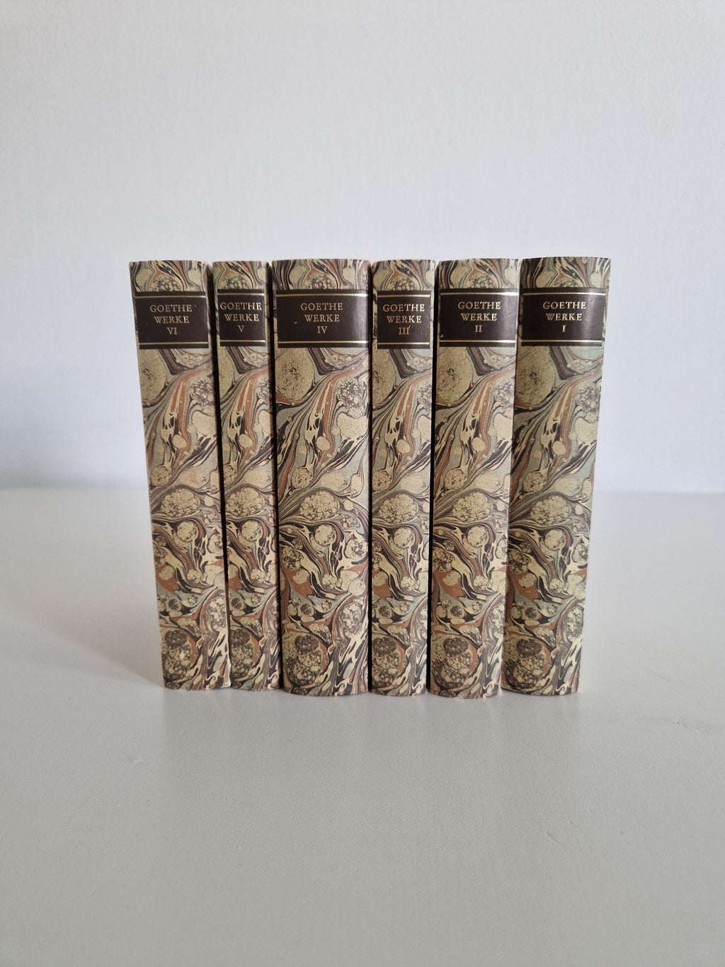 Goethe Werke – Œuvres complètes en 6 volumes | Insel Verlag Frankfurt am Main 1982 | Plats en papier marbré à la main