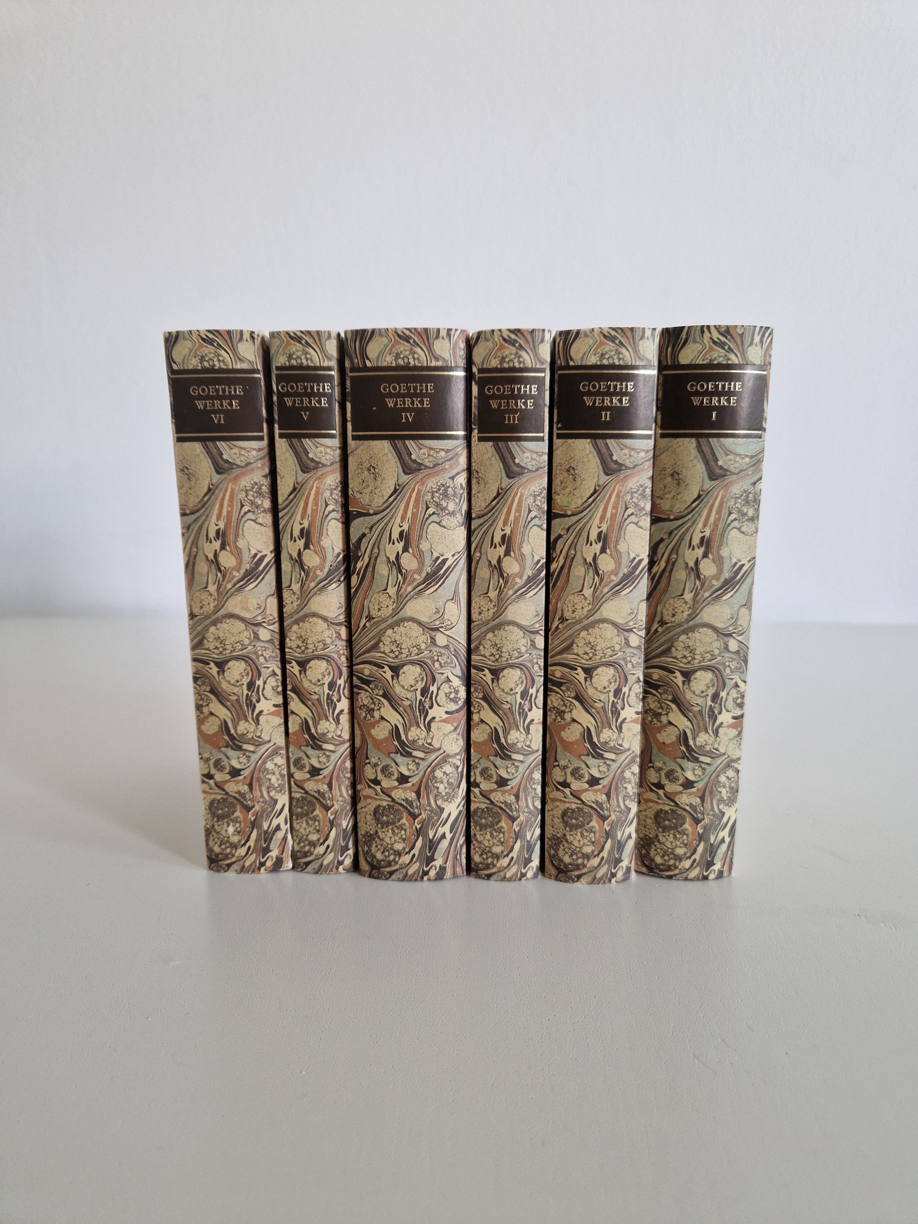 Goethe Werke – Œuvres complètes en 6 volumes | Insel Verlag Frankfurt am Main 1982 | Plats en papier marbré à la main