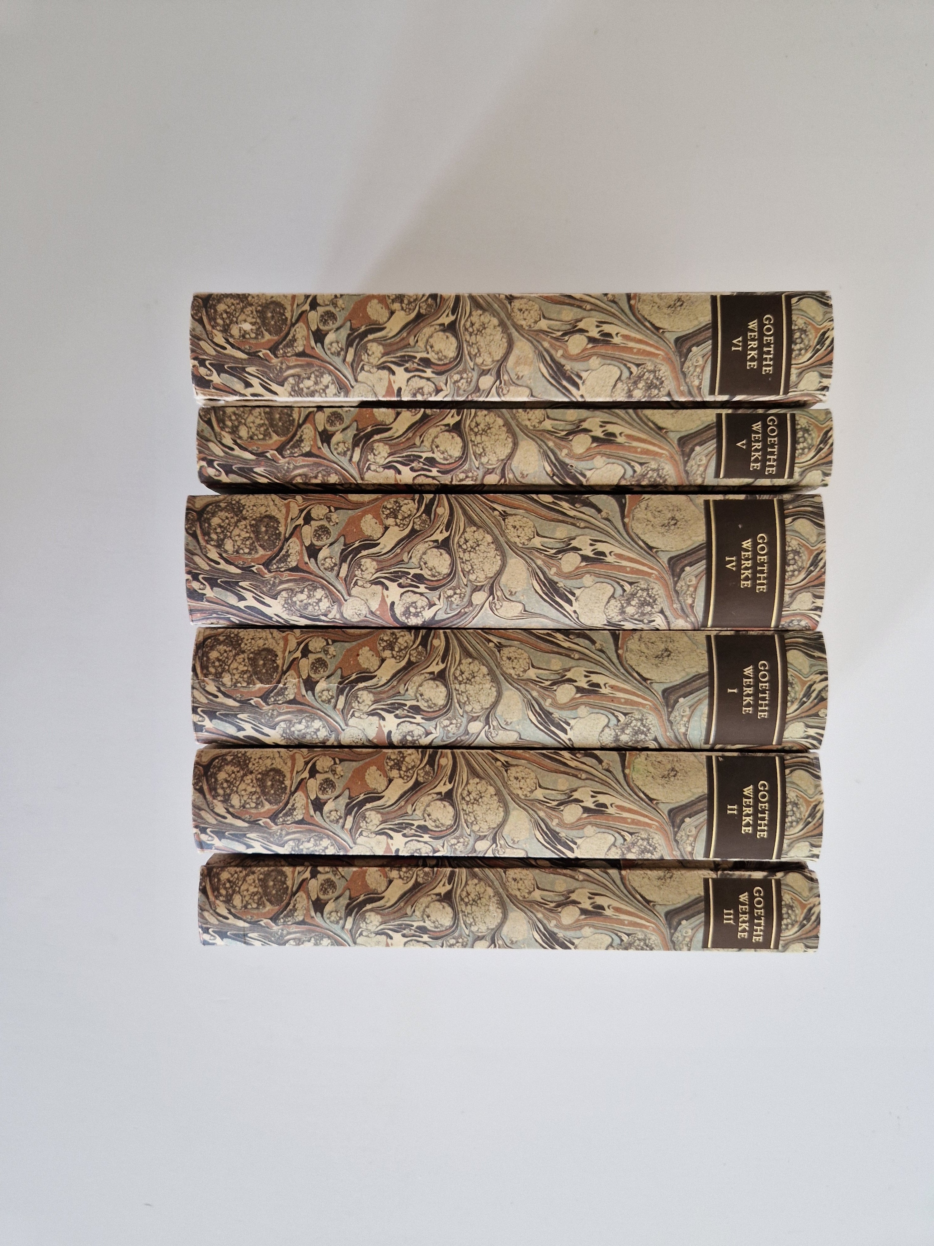 Goethe Werke – Œuvres complètes en 6 volumes | Insel Verlag Frankfurt am Main 1982 | Plats en papier marbré à la main