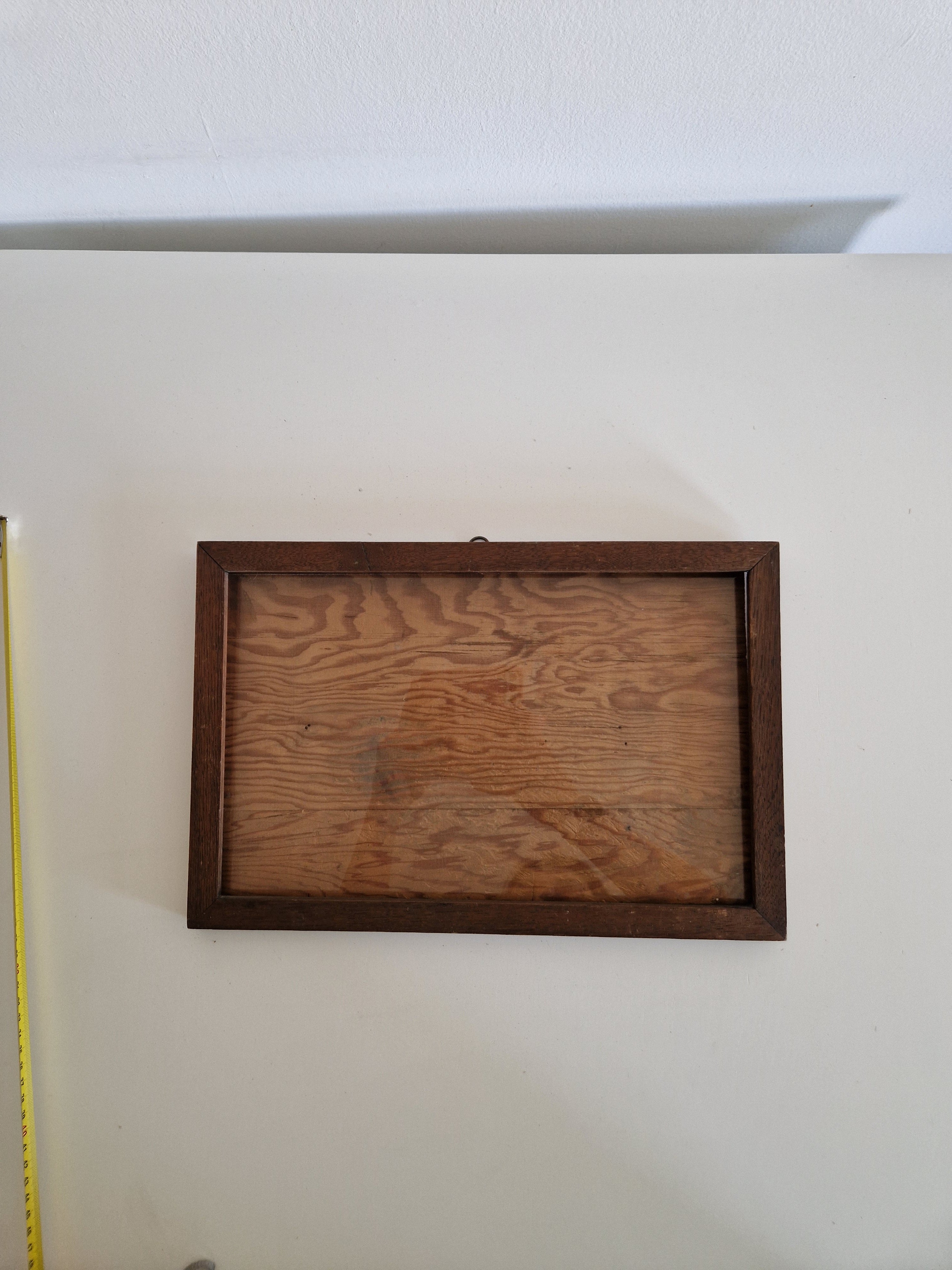 Cadre photo artisanal ancien en bois avec vitre – Bois massif, Noyer brun