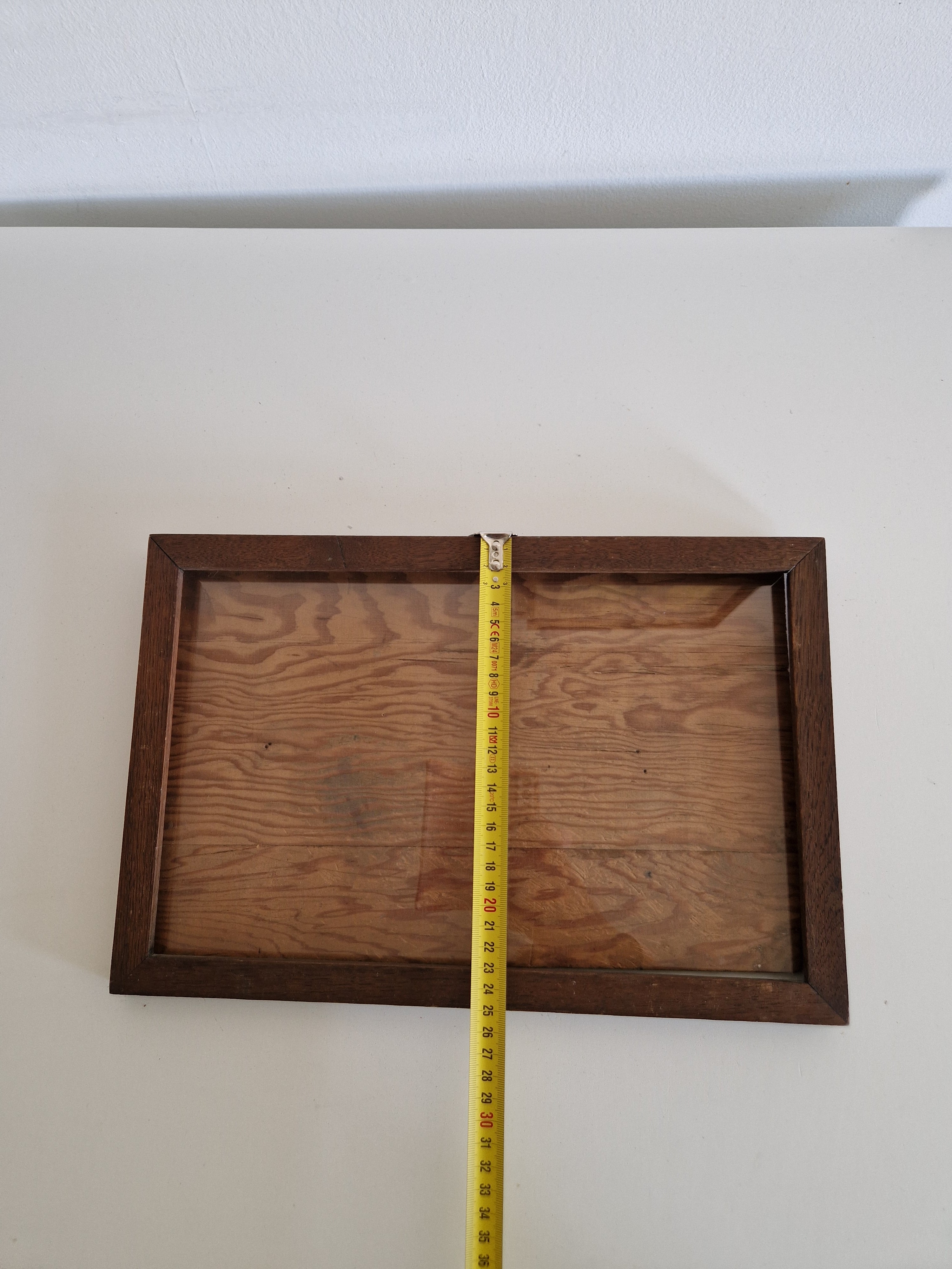 Cadre photo artisanal ancien en bois avec vitre – Bois massif, Noyer brun