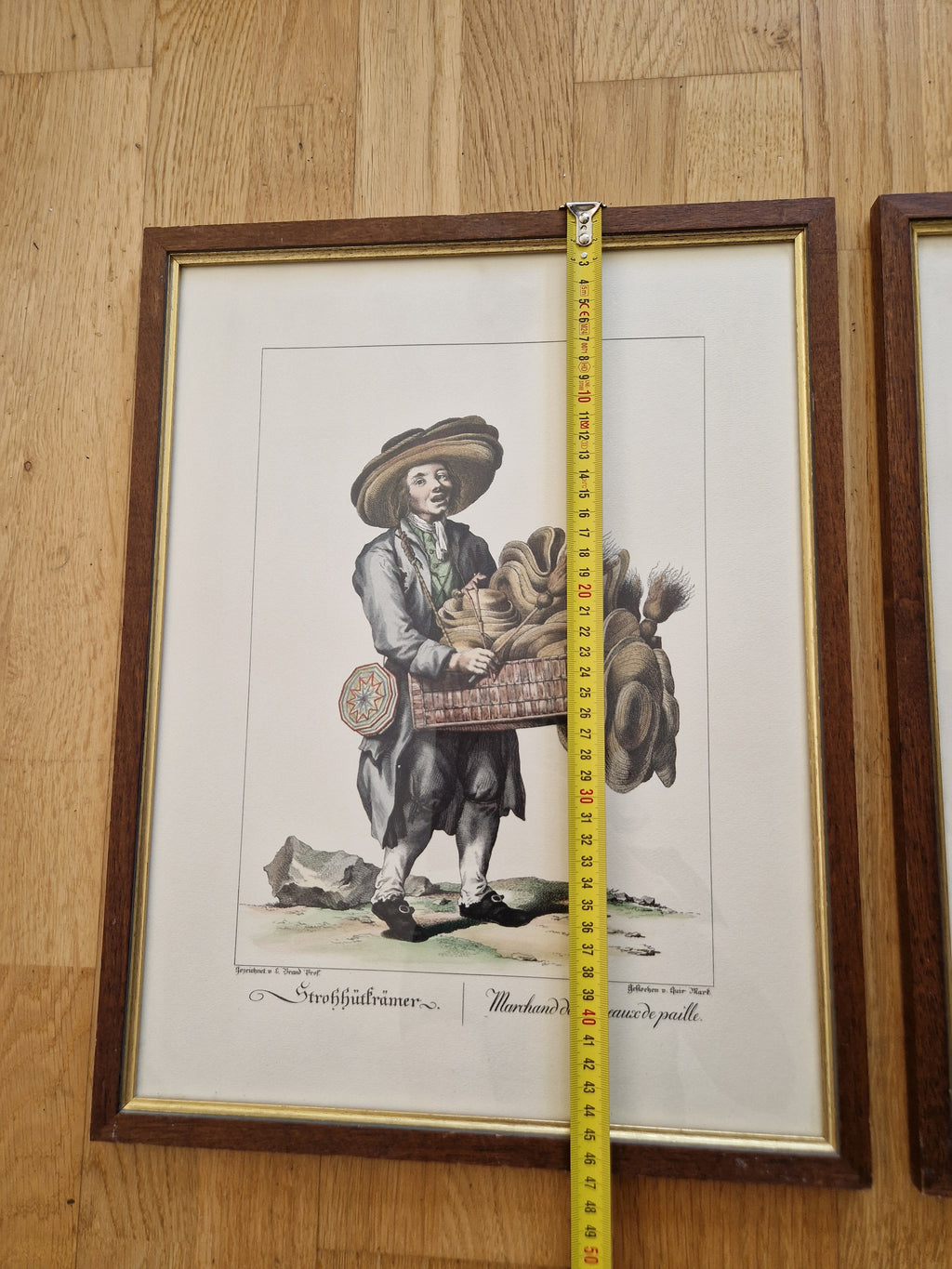 Pair of Antique Hand-Coloured Engravings – Viennese Street Traders | Strohhutträmer & Hutterinn | L. Brand / Seb. Mansfeld | Framed