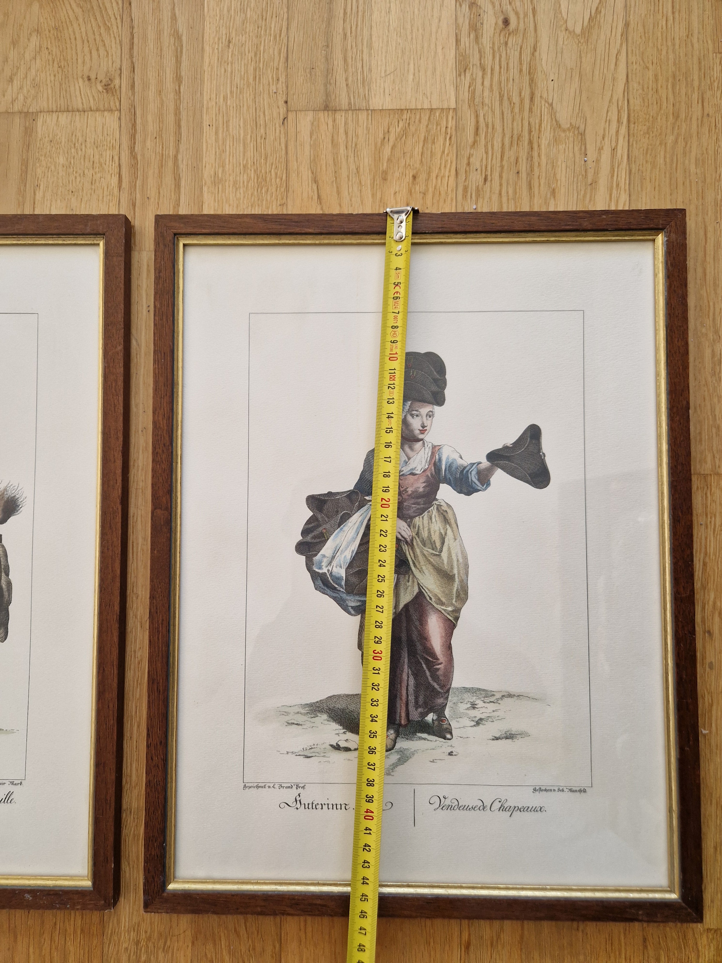 Pair of Antique Hand-Coloured Engravings – Viennese Street Traders | Strohhutträmer & Hutterinn | L. Brand / Seb. Mansfeld | Framed