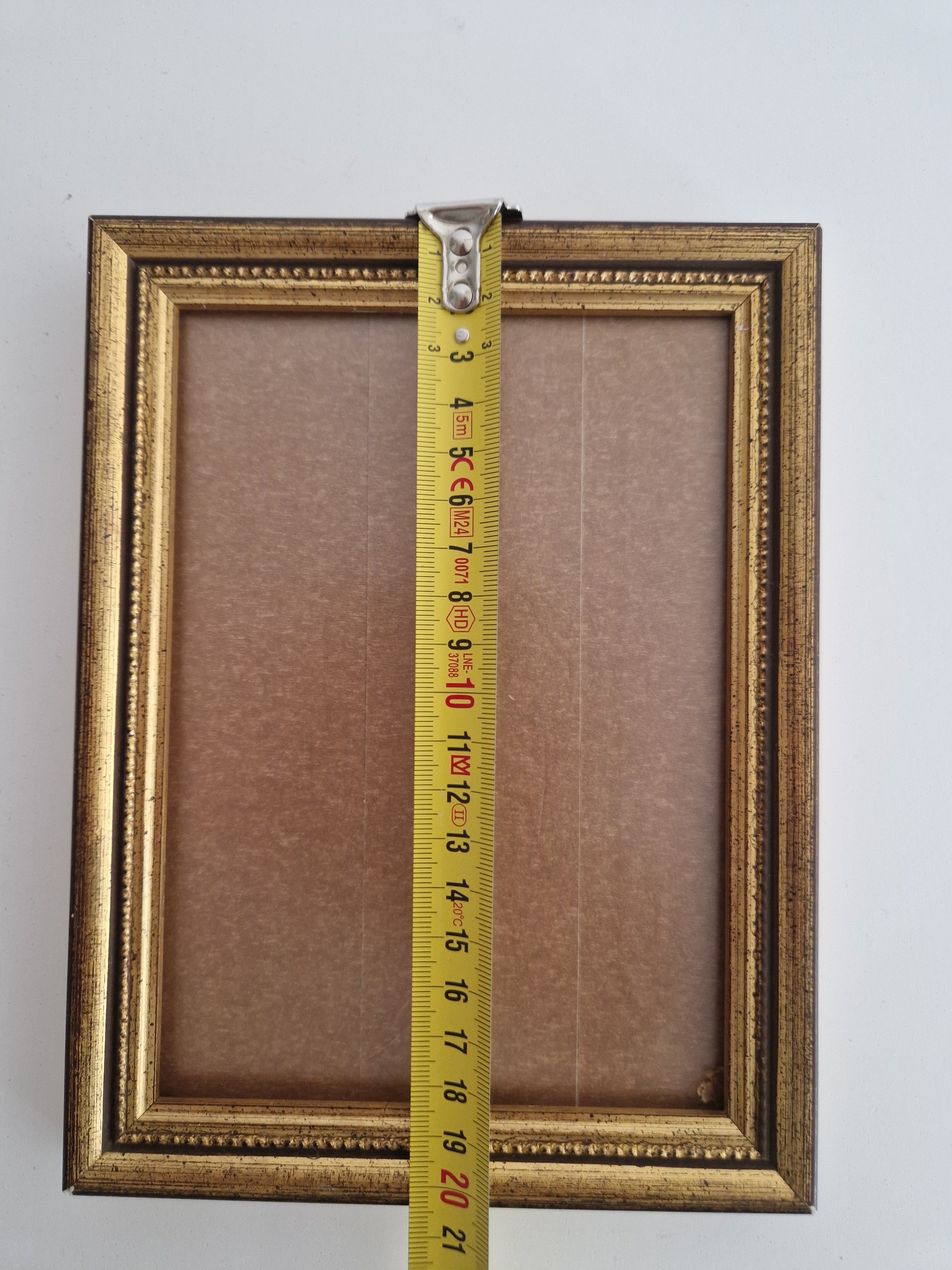 Vintage Holzbilderrahmen | Antike goldene Perlenleiste | 13×15cm Öffnung | Glas inklusive | Fertig zum Aufhängen