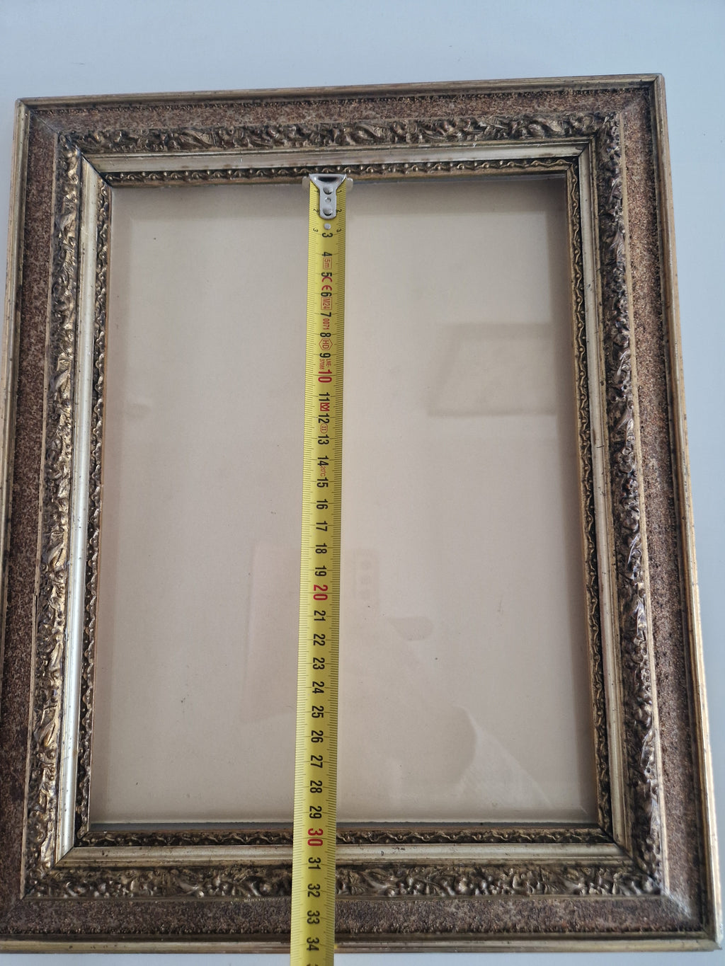 Antique Ornate Wooden Picture Frame | Gold-Bronze Embossed | 22×30cm Opening | Glass Included | Requires Assembly