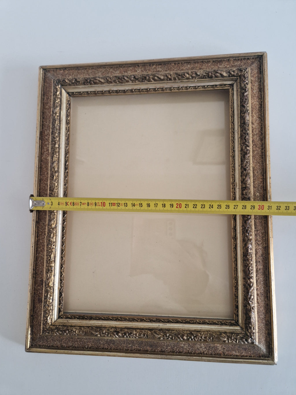 Antique Ornate Wooden Picture Frame | Gold-Bronze Embossed | 22×30cm Opening | Glass Included | Requires Assembly
