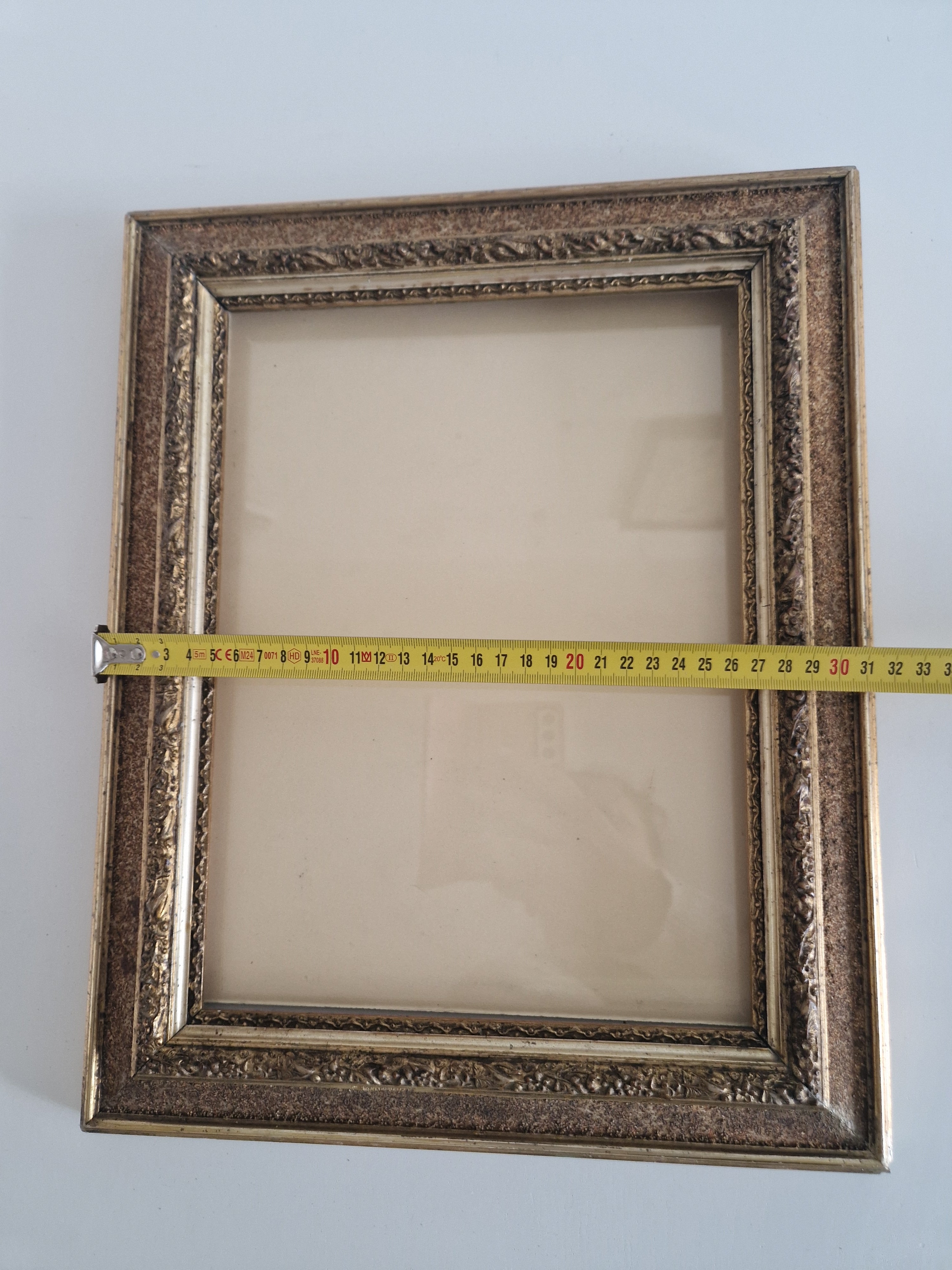 Antique Ornate Wooden Picture Frame | Gold-Bronze Embossed | 22×30cm Opening | Glass Included | Requires Assembly