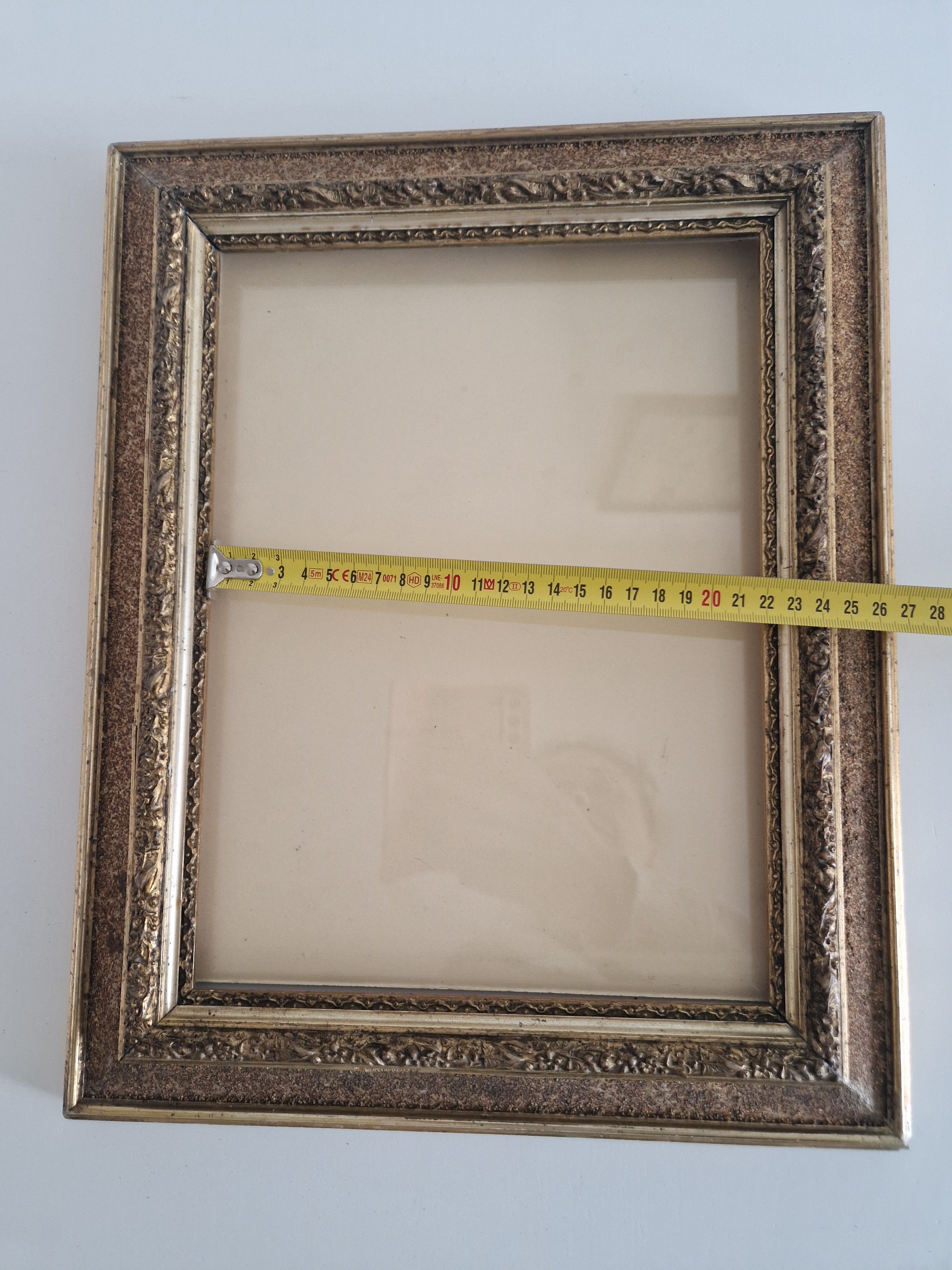 Antique Ornate Wooden Picture Frame | Gold-Bronze Embossed | 22×30cm Opening | Glass Included | Requires Assembly