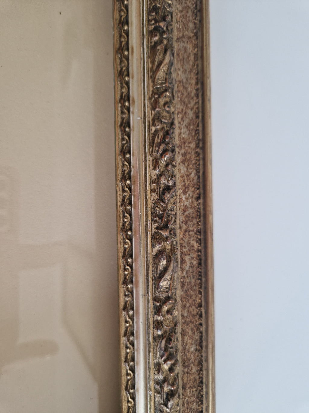 Antique Ornate Wooden Picture Frame | Gold-Bronze Embossed | 22×30cm Opening | Glass Included | Requires Assembly